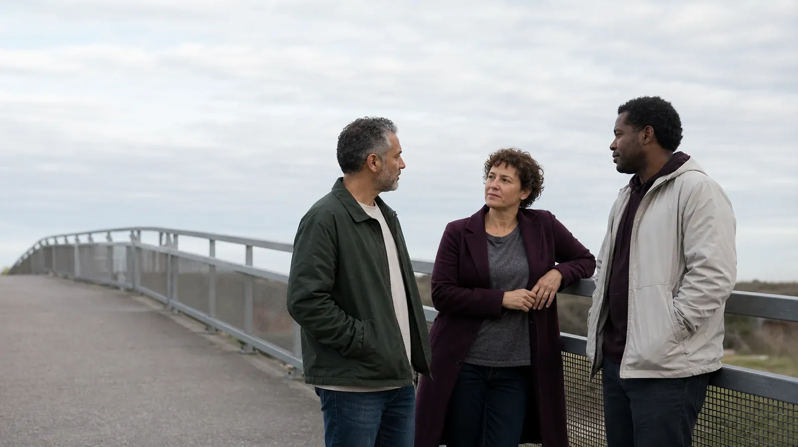 Three adults pause near an anonymous pedestrian bridge · Supporting an Adult Loved One for Parkland, FL Residents