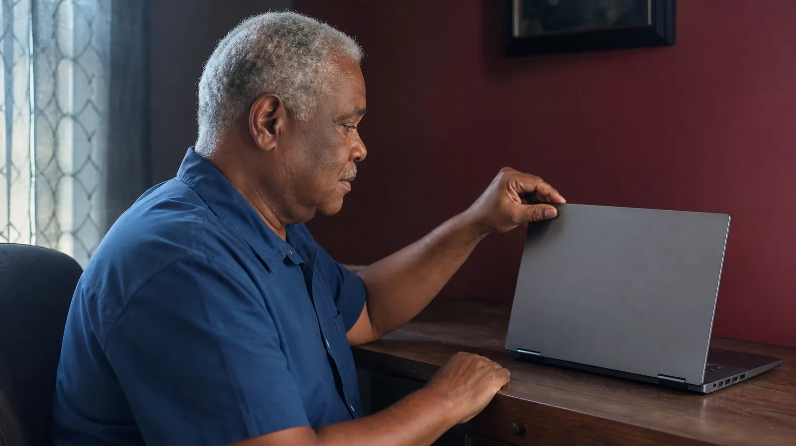 Residential Addiction Treatment for Pinecrest, FL | An adult lifts a laptop lid at a small desk with the screen facing away… An adult lifts a laptop lid at a small desk with the screen facing away… · Residential Addiction Treatment for Pinecrest, FL