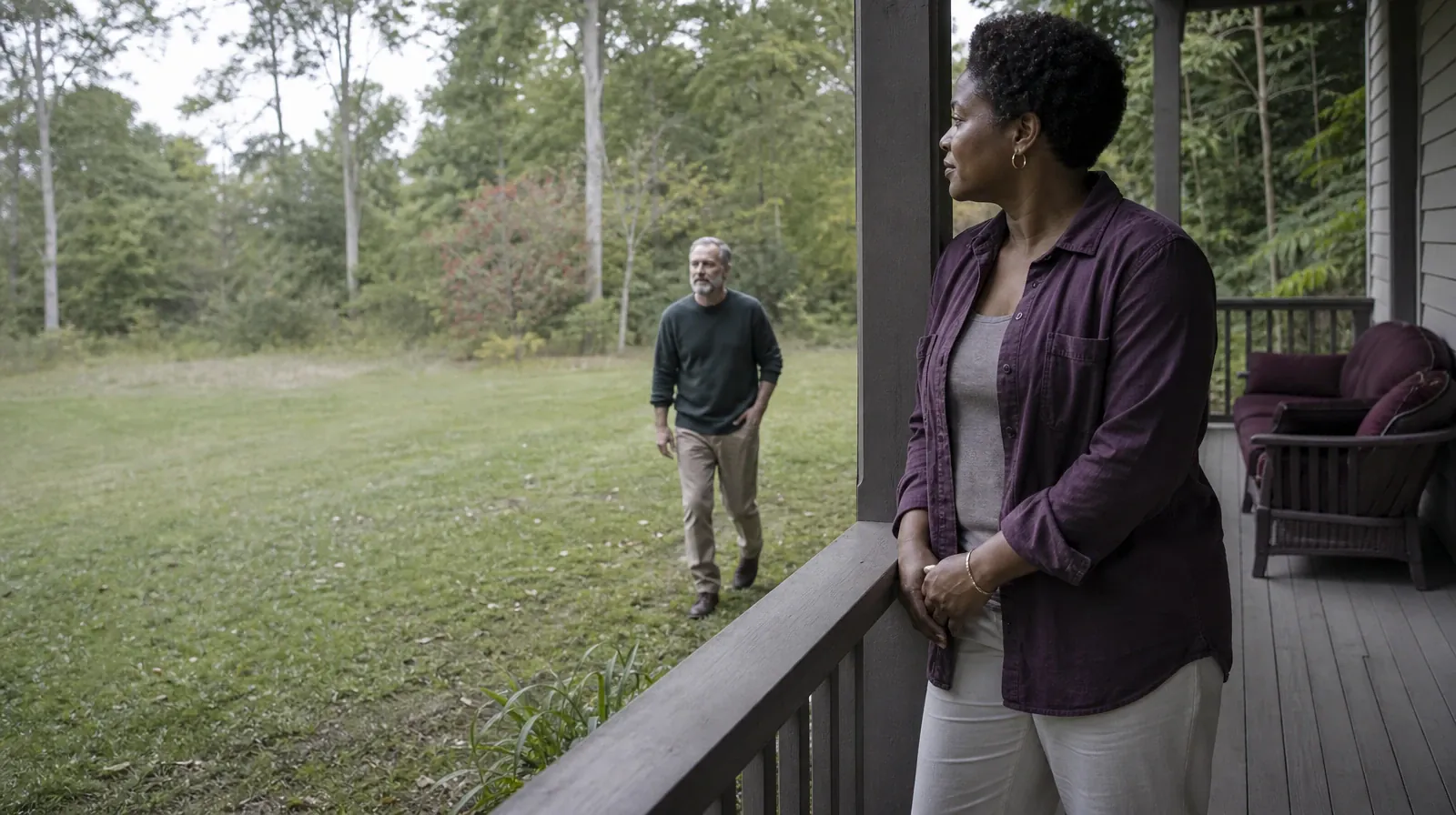 Returning Home After Treatment for Pompano Beach, FL Residents | Two adults meet near a shaded porch Two adults meet near a shaded porch · Returning Home After Treatment for Pompano Beach, FL Residents