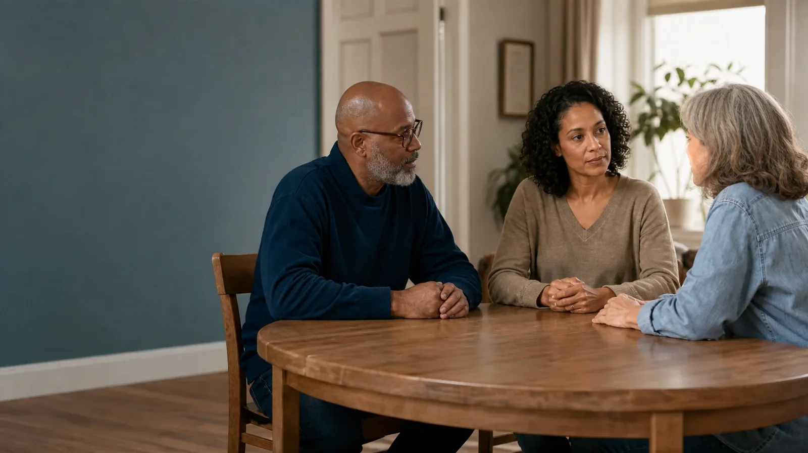Cocaine Addiction Treatment for Pompano Beach, FL Residents | Two adults have a calm conversation at a round table Two adults have a calm conversation at a round table · Cocaine Addiction Treatment for Pompano Beach, FL Residents
