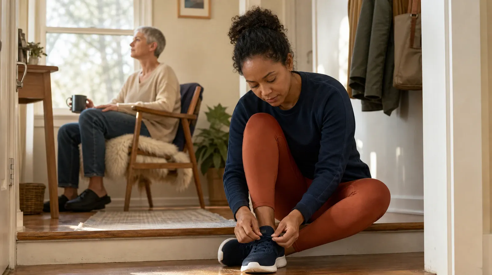 An adult ties a shoe on a low home step · Planning a Treatment Assessment for Ramrod Key, FL Residents