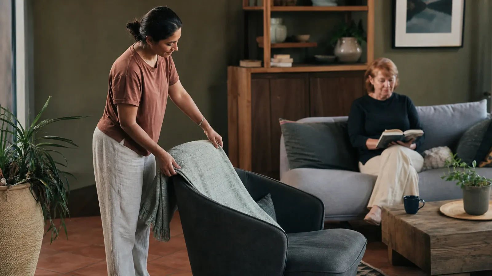 Adult Recovery Support Resources for Saddlebunch Keys, FL | An adult folds a plain cotton throw over a chair An adult folds a plain cotton throw over a chair · Adult Recovery Support Resources for Saddlebunch Keys, FL