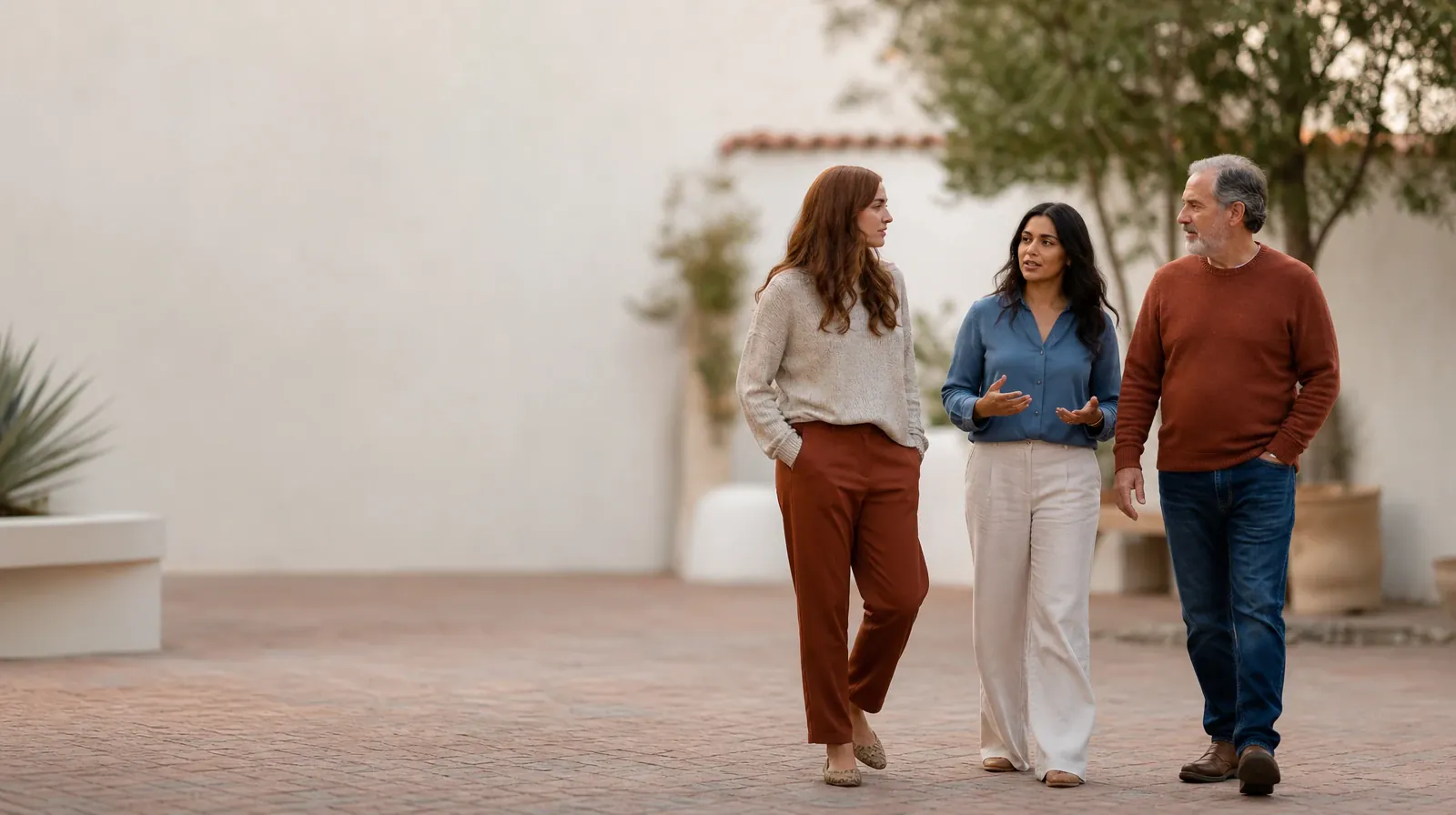 Cocaine Addiction Treatment for South Miami, FL Residents | Three adults walk and talk through a courtyard Three adults walk and talk through a courtyard · Cocaine Addiction Treatment for South Miami, FL Residents