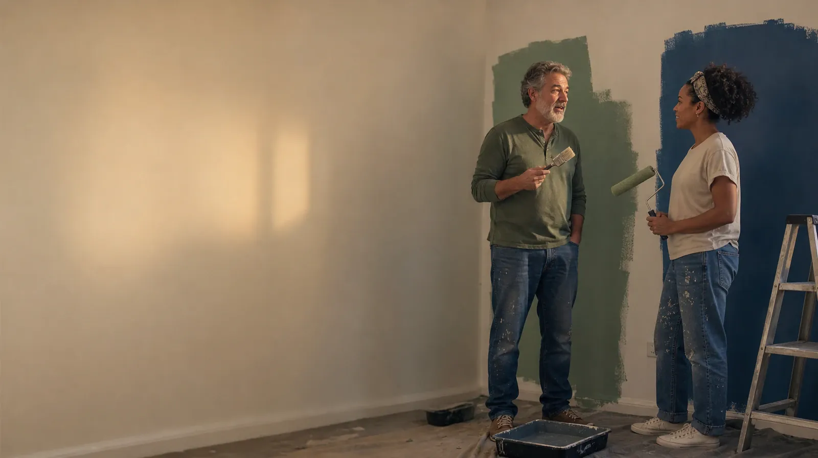 Methamphetamine Addiction Treatment for South Miami, FL Residents | Two adults pause while painting a plain wall Two adults pause while painting a plain wall · Methamphetamine Addiction Treatment for South Miami, FL Residents