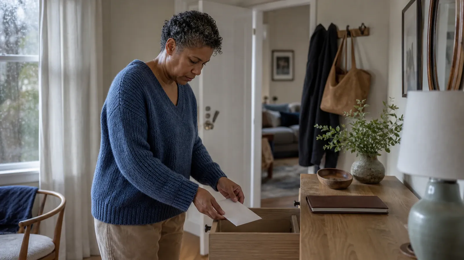 An adult places a plain sealed envelope in a drawer · Fentanyl Addiction Treatment for South Palm Beach, FL Residents