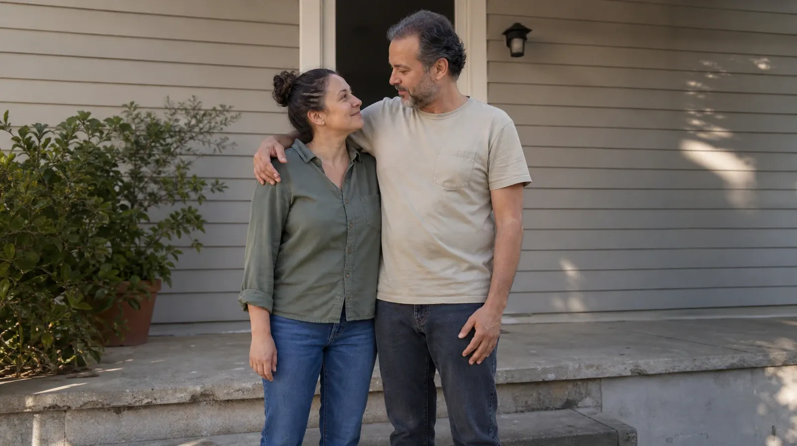 Two adults share a gentle side embrace while standing on a broad… · Addiction Treatment for South Palm Beach, FL Residents