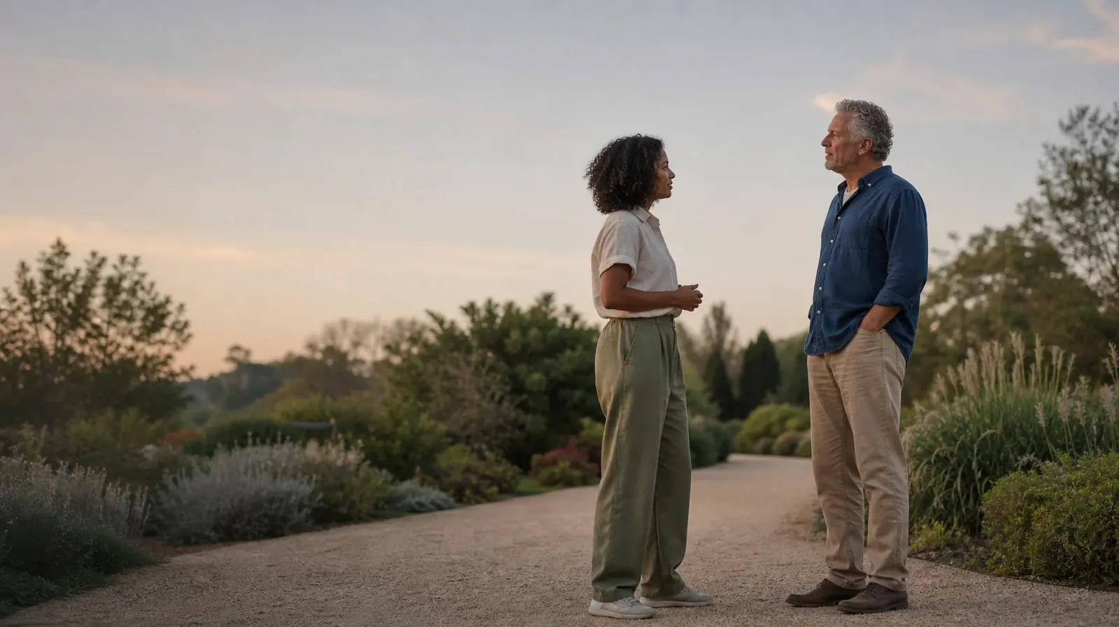 Drug and Alcohol Detox for Sunrise, FL Residents | Two adults pause to talk on a broad garden path Two adults pause to talk on a broad garden path · Drug and Alcohol Detox for Sunrise, FL Residents