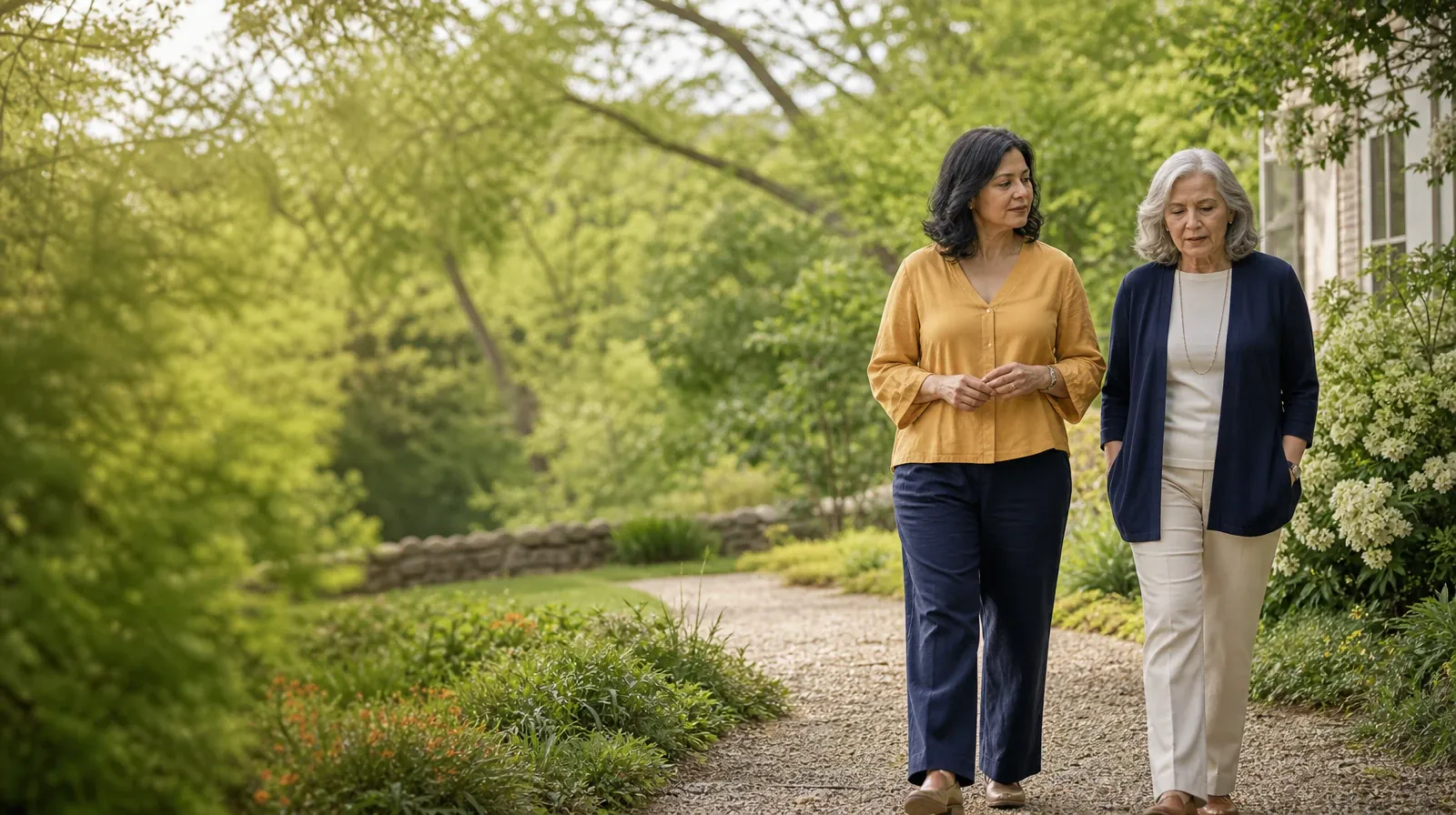 Methamphetamine Addiction Treatment for Sunrise, FL Residents | Two adults walk and talk on a quiet garden path Two adults walk and talk on a quiet garden path · Methamphetamine Addiction Treatment for Sunrise, FL Residents