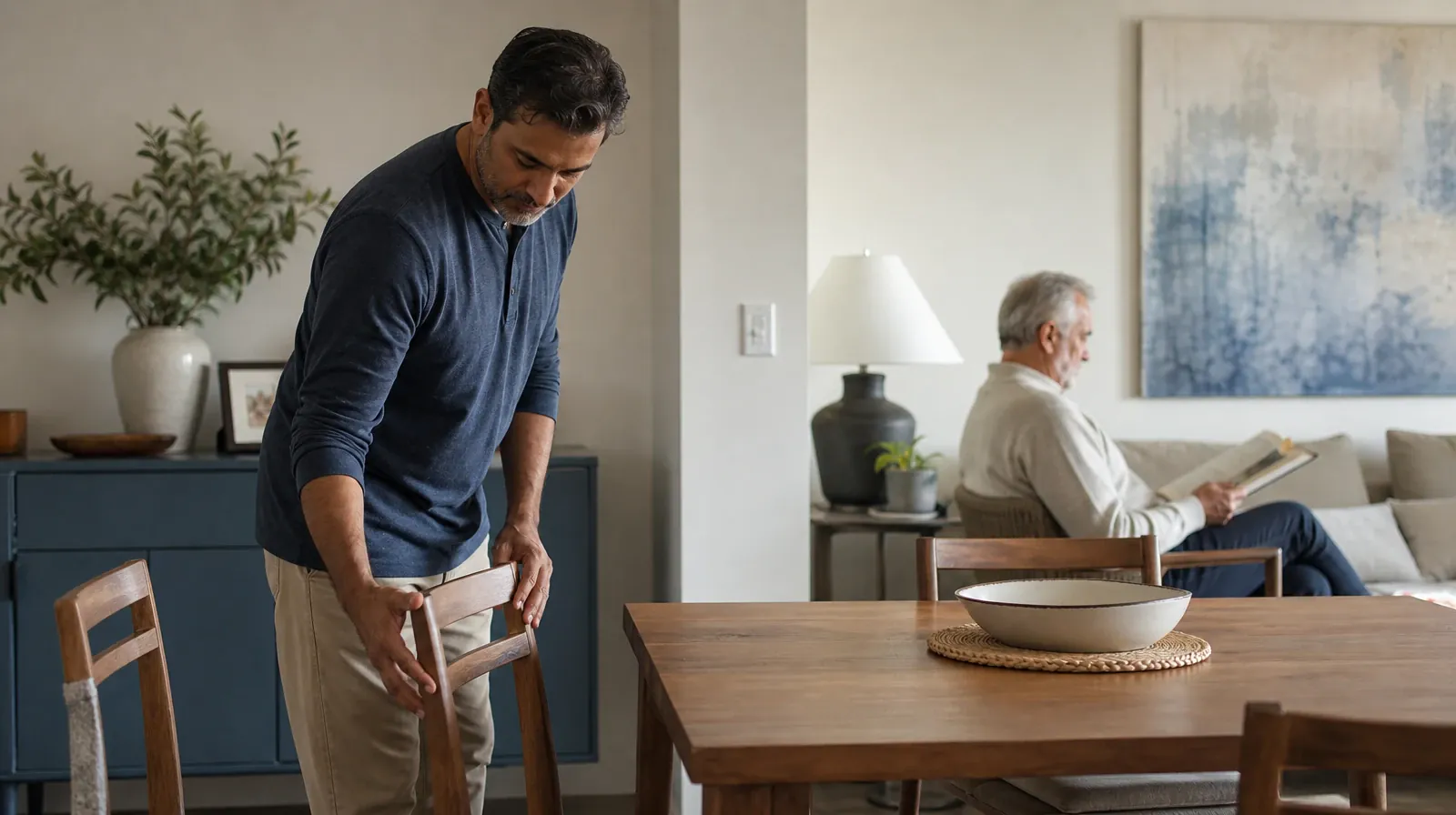 An adult straightens a chair at a cleared table · Treatment Cost Questions for Sweetwater, FL Residents