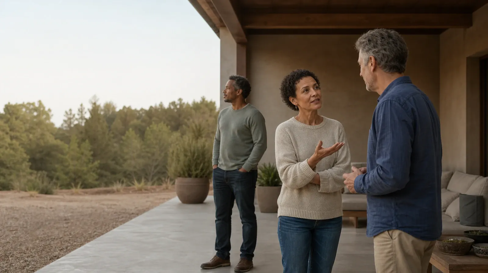 Polysubstance use Addiction Treatment for Sweetwater, FL | Three adults talk on a covered patio Three adults talk on a covered patio · Polysubstance use Addiction Treatment for Sweetwater, FL