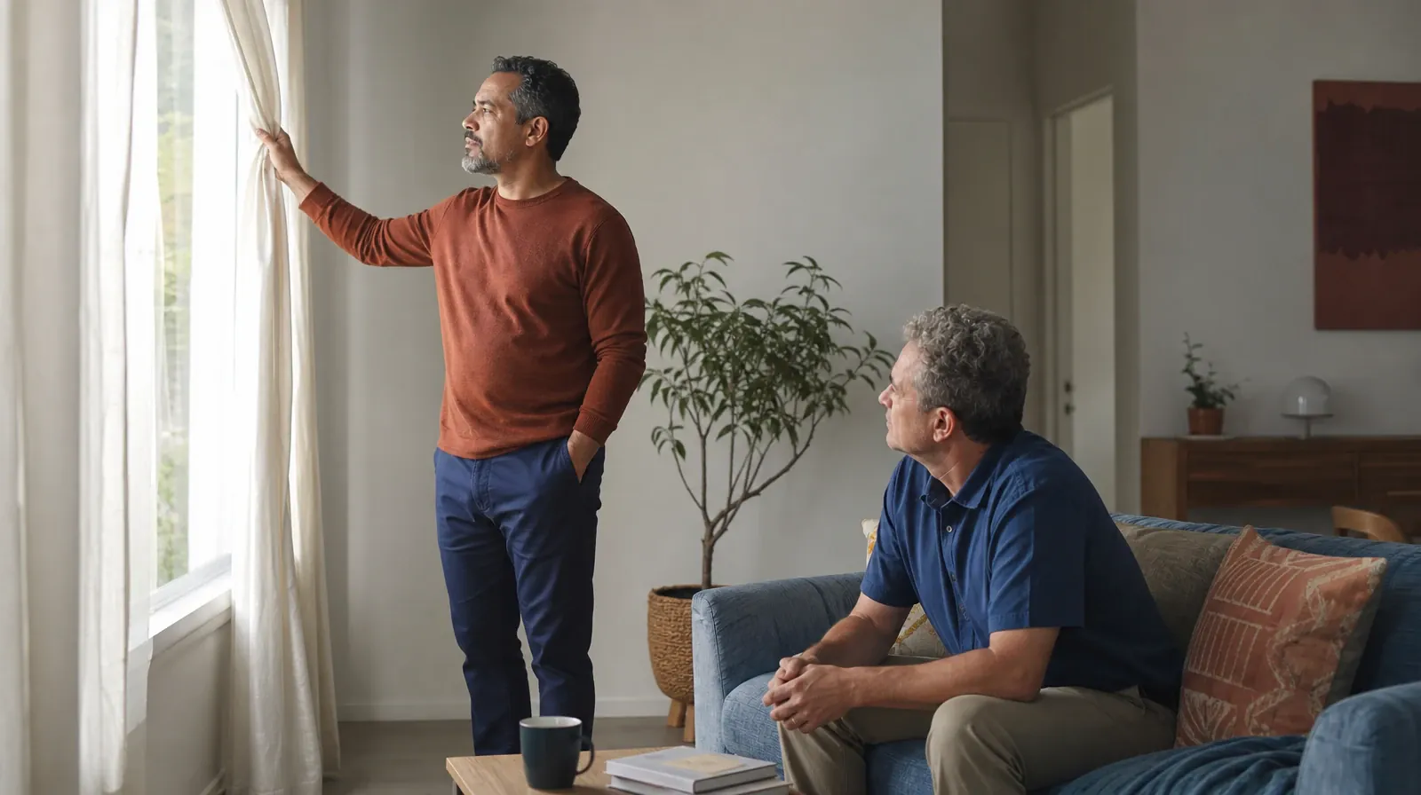 An adult opens a plain curtain in morning light · Opioids Addiction Treatment for Tamarac, FL Residents