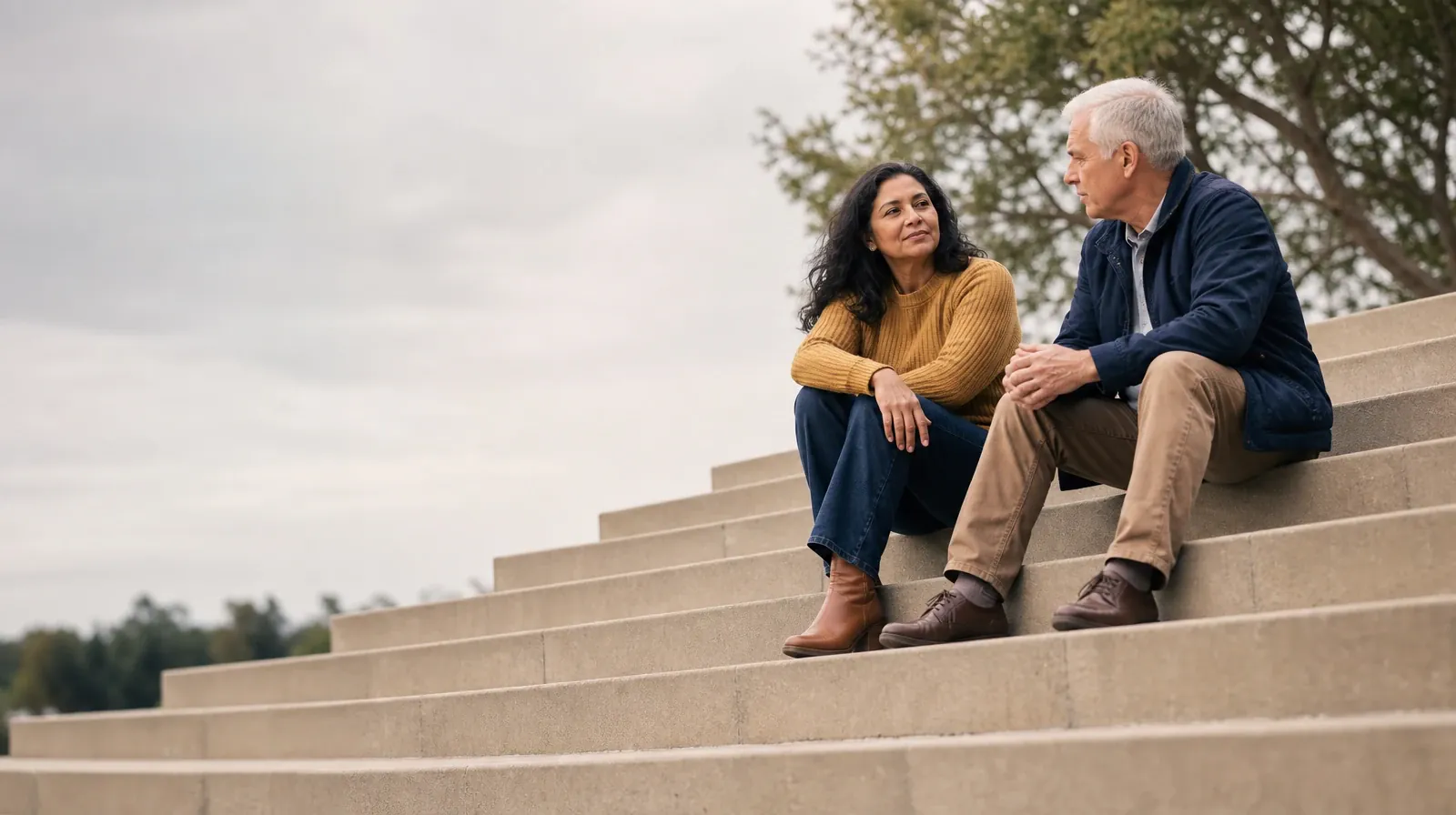 Supporting an Adult Loved One for Tamiami, FL Residents | Two adults talk while seated on broad outdoor steps Two adults talk while seated on broad outdoor steps · Supporting an Adult Loved One for Tamiami, FL Residents