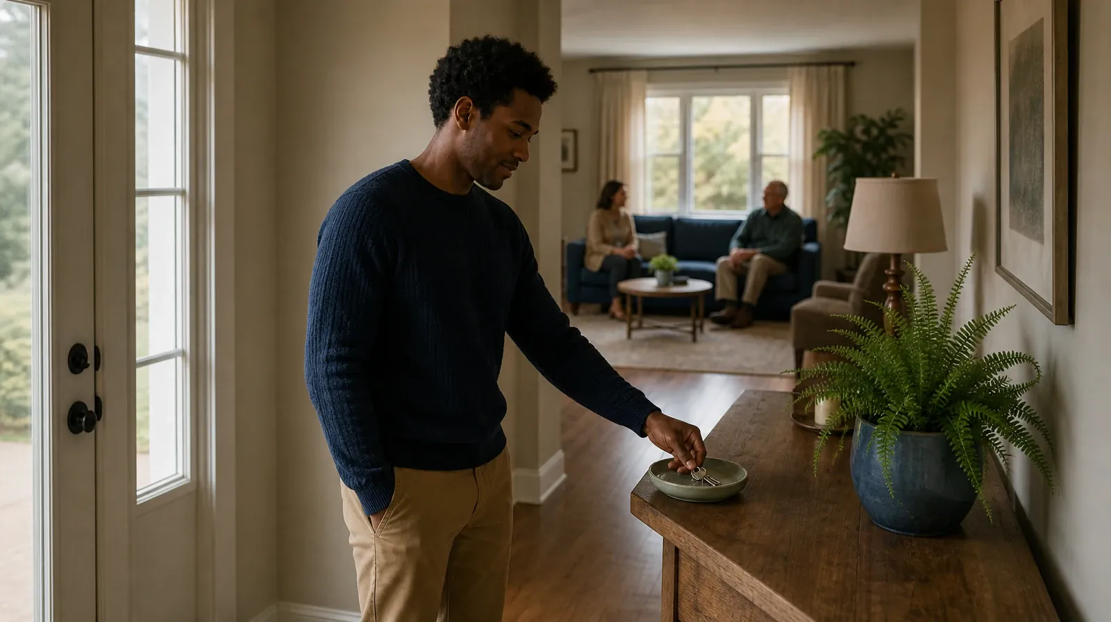 An adult places house keys into a small bowl · Treatment Cost Questions for Tamiami, FL Residents