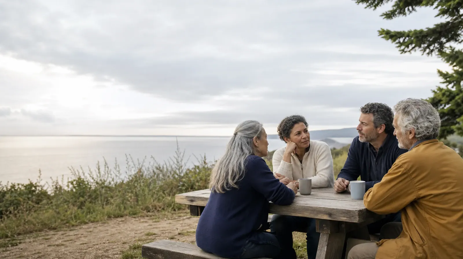 Planning Time Away for Treatment for The Hammocks, FL Residents | Four adults share an informal outdoor conversation Four adults share an informal outdoor conversation · Planning Time Away for Treatment for The Hammocks, FL Residents