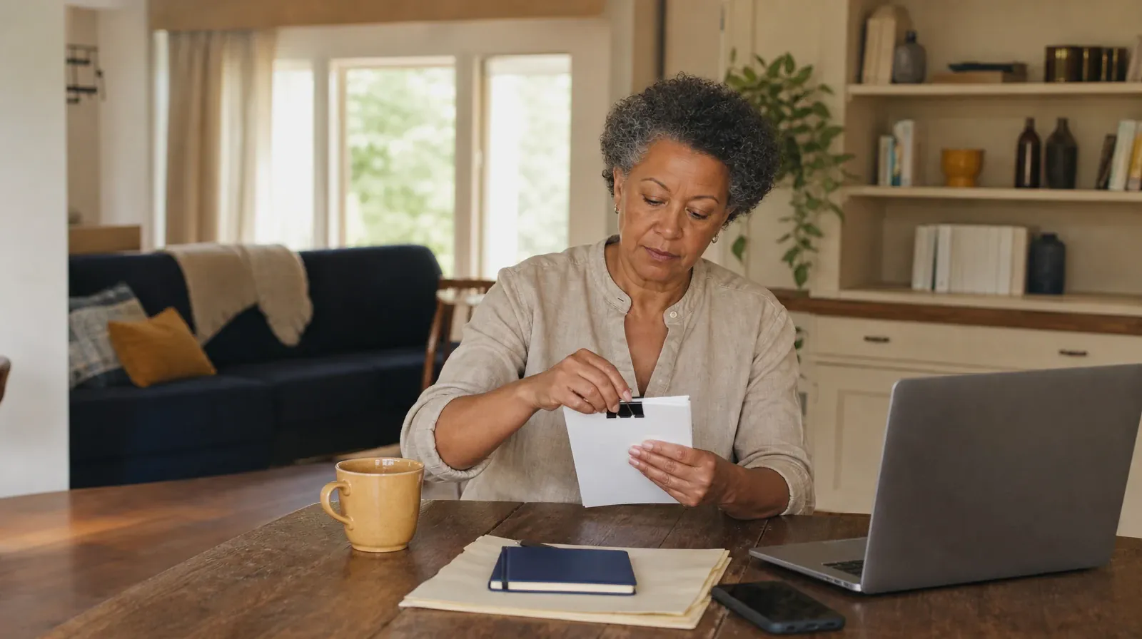 An adult clips together a small stack of blank paper · Residential Addiction Treatment for West Palm Beach, FL