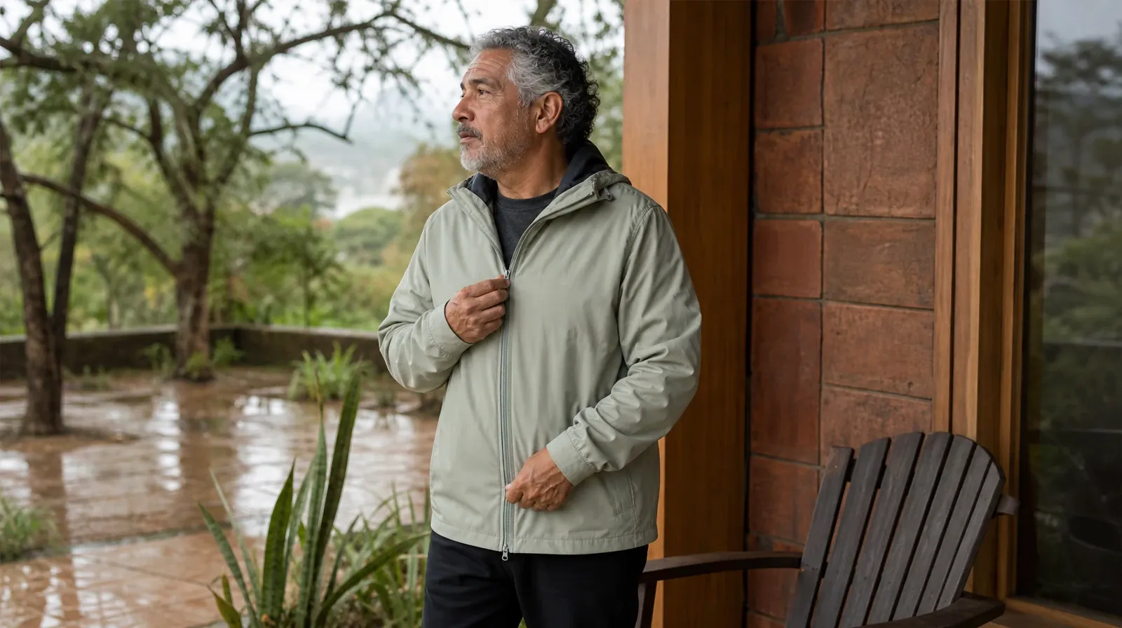 An adult zips a light jacket beside an empty chair · Preparing for a Medical Visit About Ambien Use in South Florida