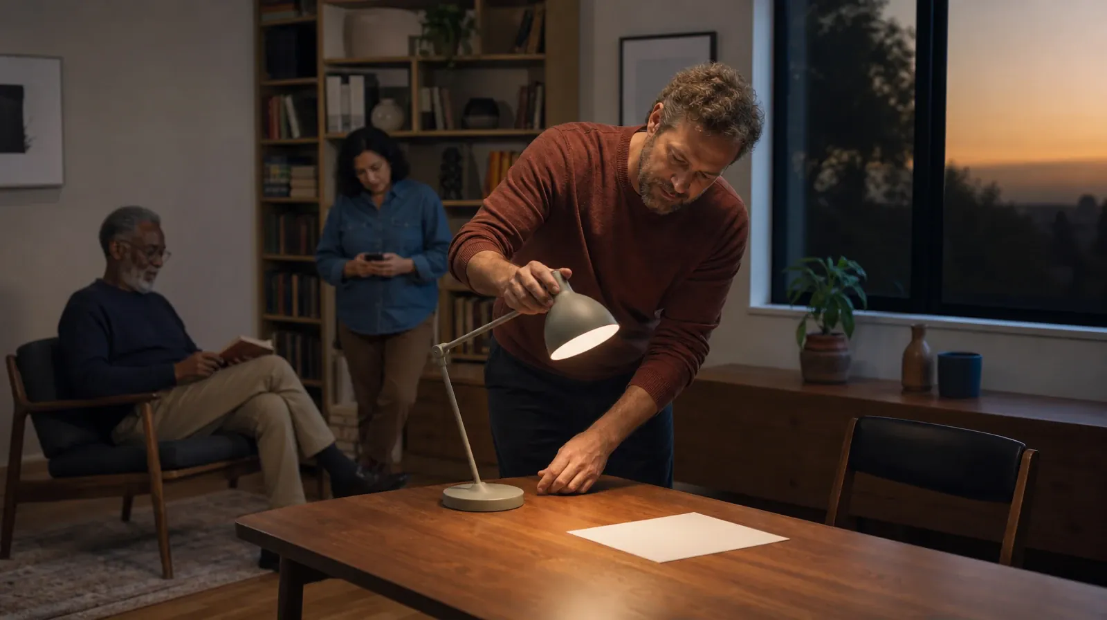 An adult adjusts a desk lamp beside blank paper · Holidays and Boundaries Around GHB Use in South Florida