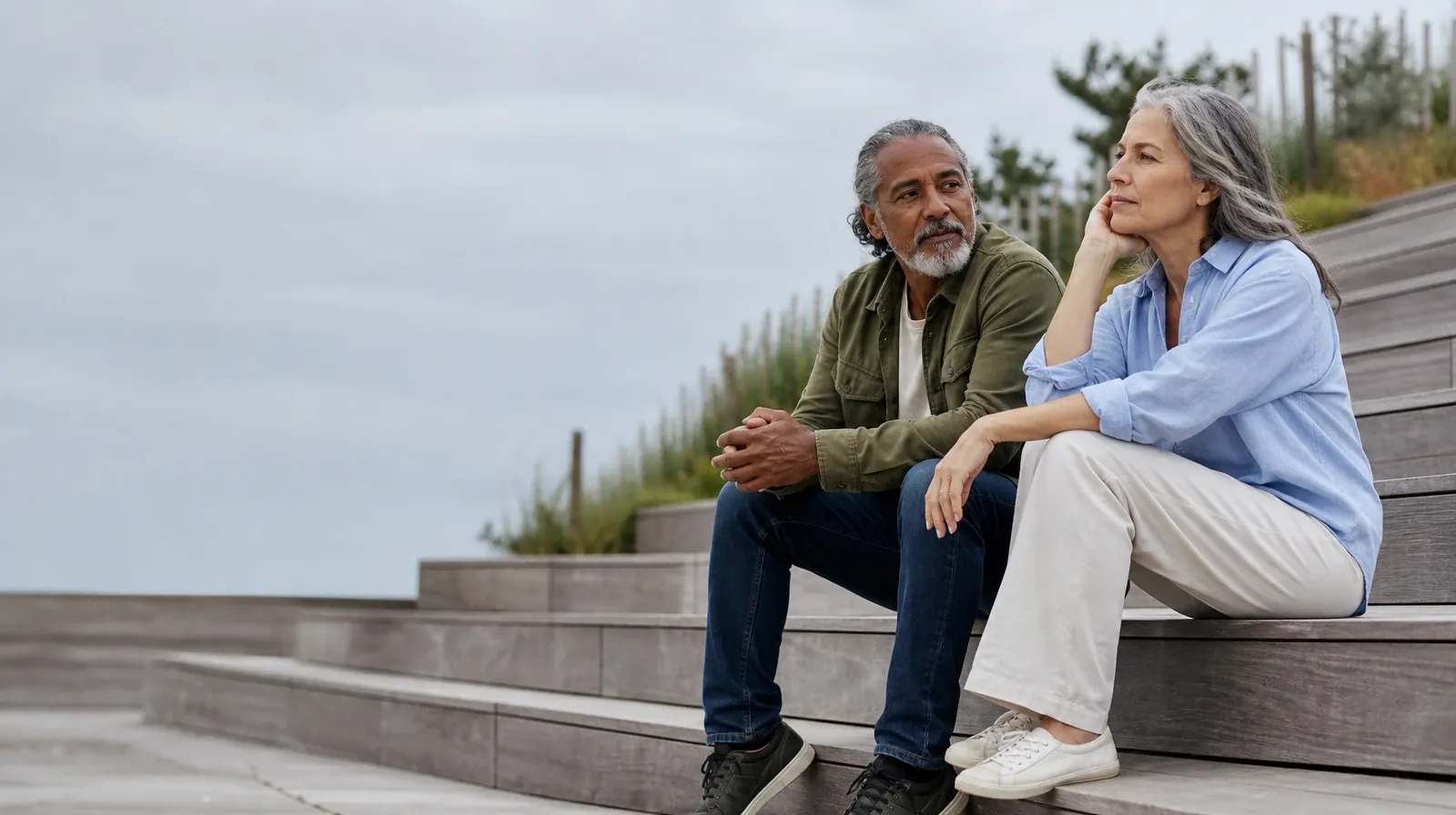 Keeping Appointments During Recovery From GHB Use | Two adults talk while seated on broad outdoor steps Two adults talk while seated on broad outdoor steps · Keeping Appointments During Recovery From GHB Use