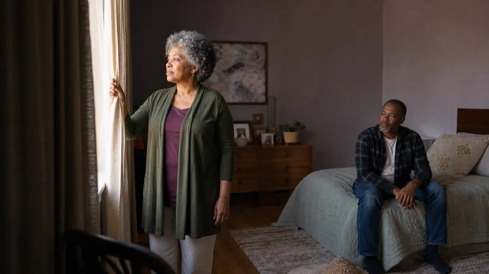 An adult opens a plain curtain in morning light · Telling Someone You Trust About Hallucinogens Use