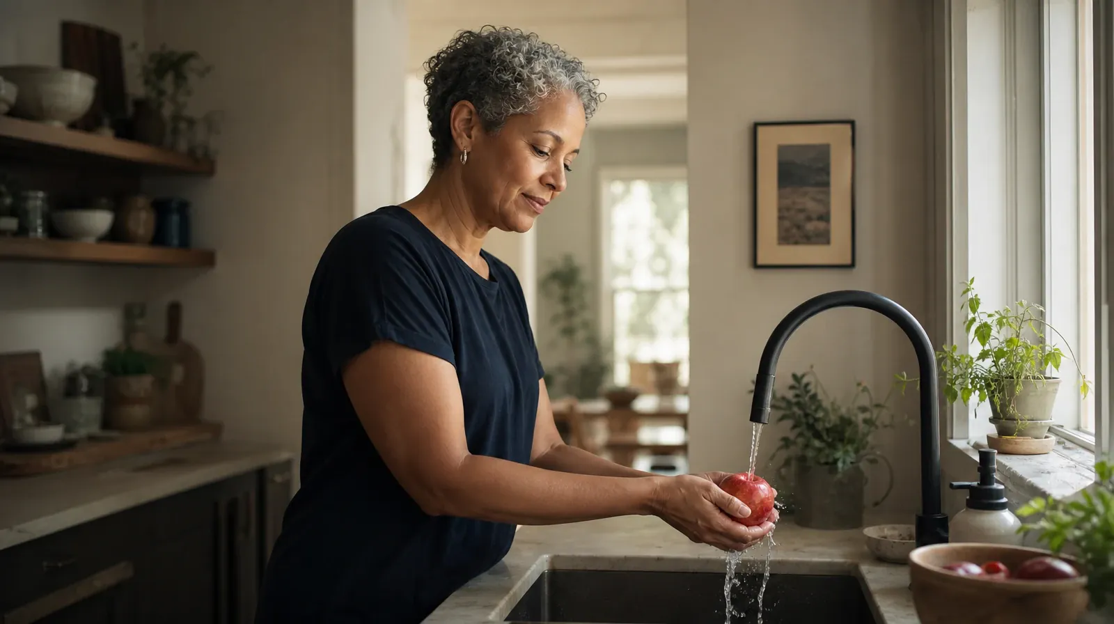 When Your Goals for Change Are Unclear With Hydromorphone Use | An adult rinses an apple at a kitchen sink An adult rinses an apple at a kitchen sink · When Your Goals for Change Are Unclear With Hydromorphone Use