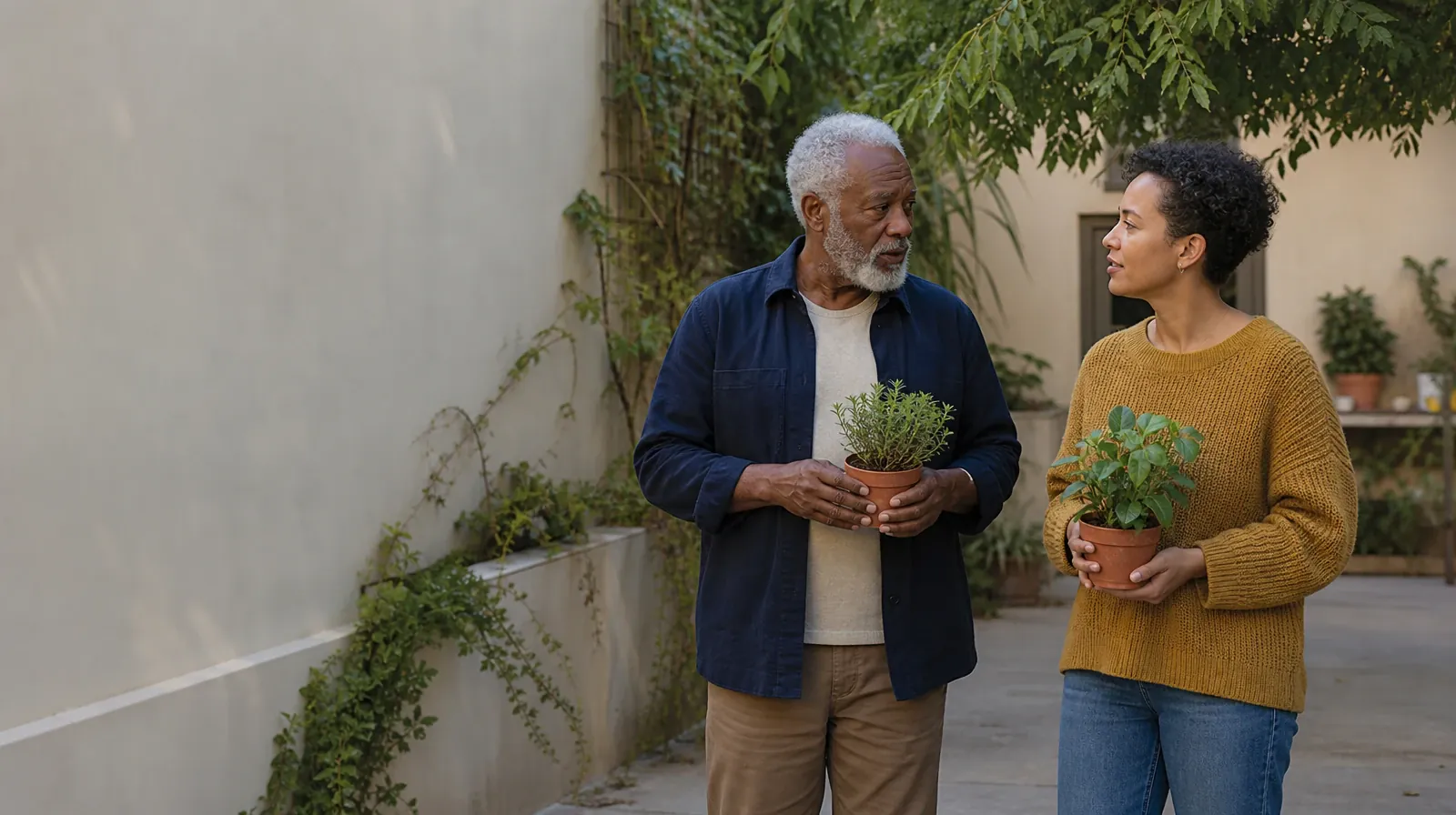 Keeping Appointments During Recovery From Klonopin Use | Two adults pause with small plants in a courtyard Two adults pause with small plants in a courtyard · Keeping Appointments During Recovery From Klonopin Use