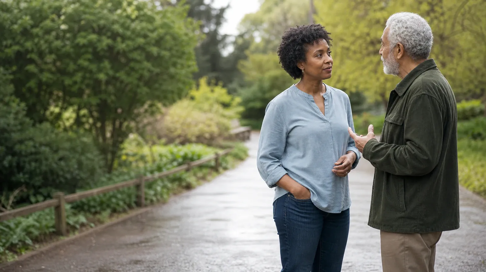 When Your Goals for Change Are Unclear With Klonopin Use | Two adults pause to talk on a broad garden path Two adults pause to talk on a broad garden path · When Your Goals for Change Are Unclear With Klonopin Use