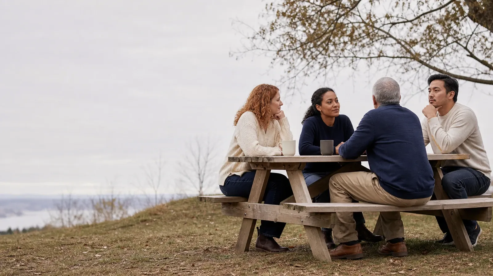 Asking for Practical Help With Lunesta Use in South Florida | Four adults share an informal outdoor conversation Four adults share an informal outdoor conversation · Asking for Practical Help With Lunesta Use in South Florida
