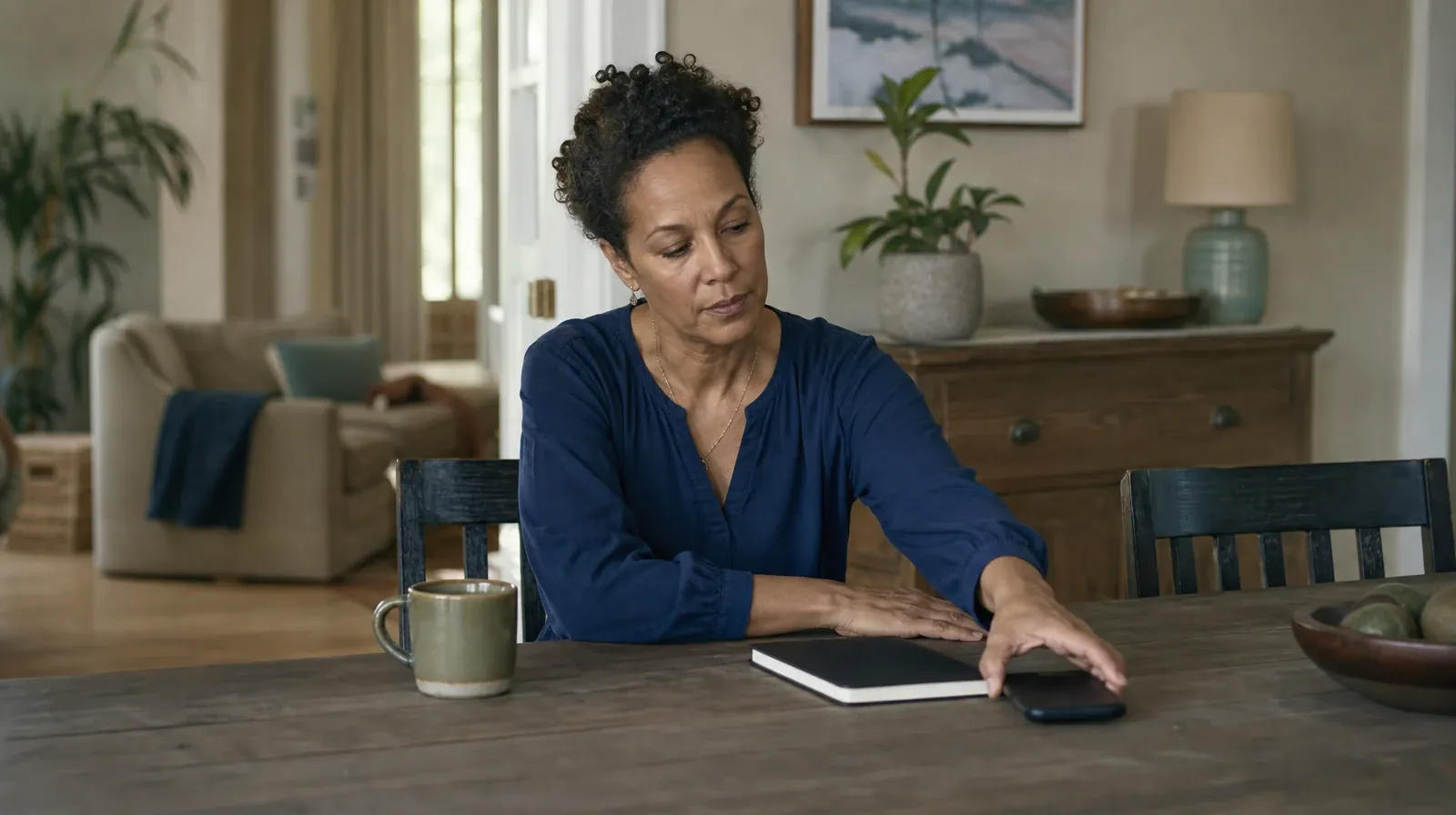 An adult places a phone face down beside a closed notebook · Weekends and Recovery From Lunesta Use in South Florida