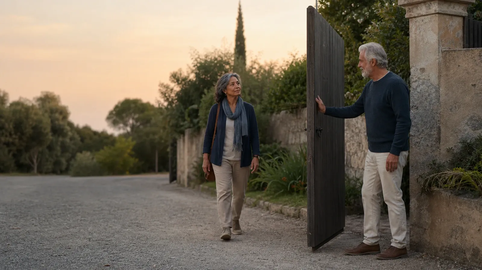 One adult holds a garden gate for another · Asking for Practical Help With Morphine Use in South Florida