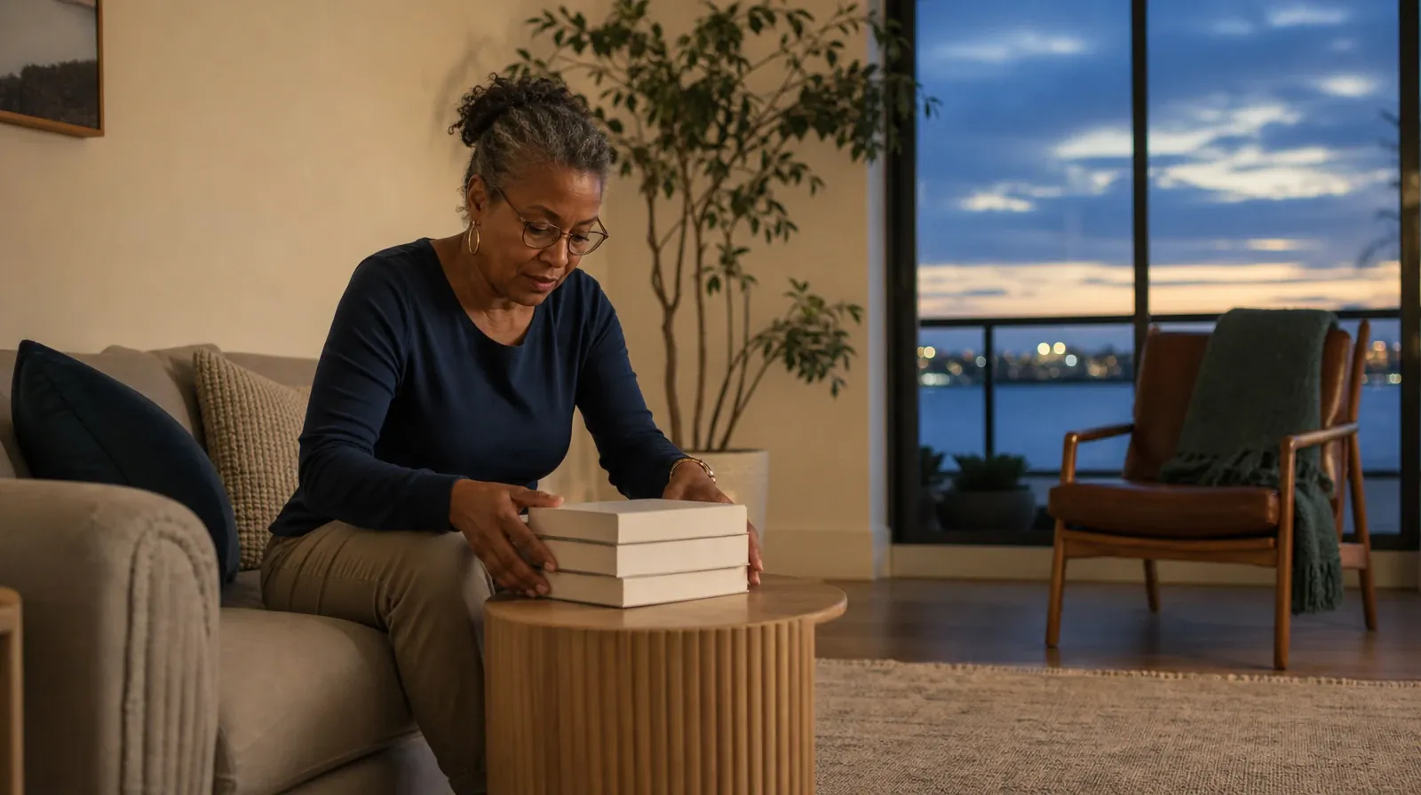 An adult stacks three plain books on a table · Preparing for a Medical Visit About Nitrous oxide Use