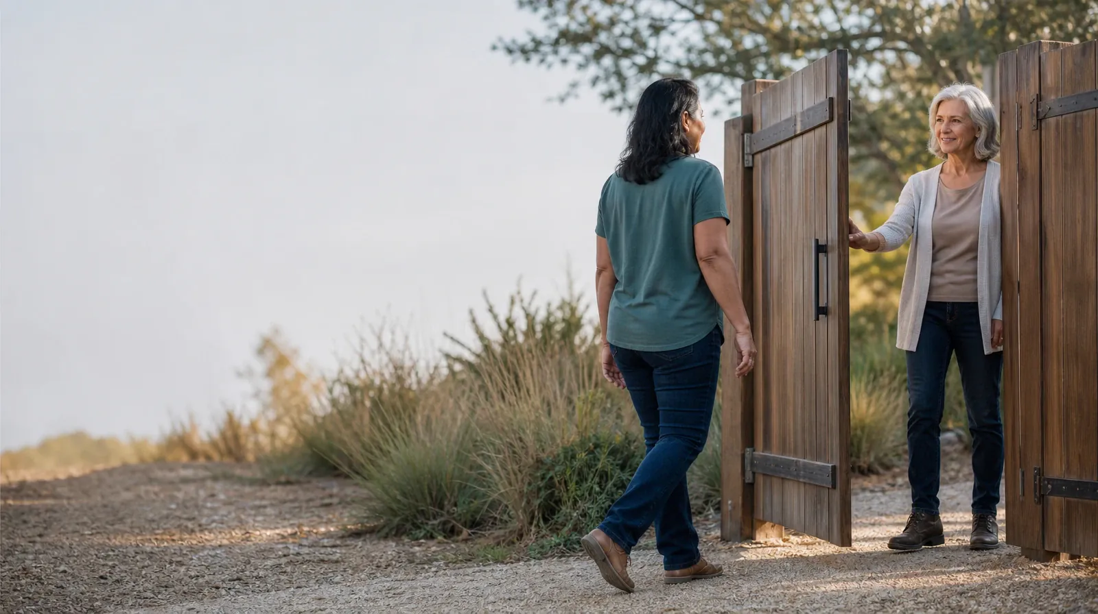 Reconnecting With Support After Oxycodone Use in South Florida | One adult holds a garden gate for another One adult holds a garden gate for another · Reconnecting With Support After Oxycodone Use in South Florida