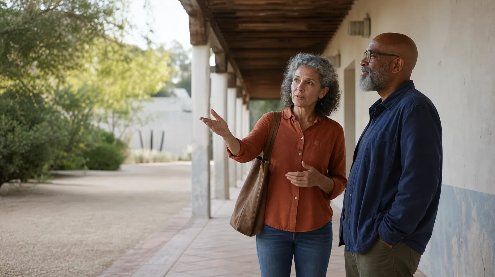 Telling Someone You Trust About Oxycodone Use in South Florida | Two adults talk beneath a covered walkway Two adults talk beneath a covered walkway · Telling Someone You Trust About Oxycodone Use in South Florida