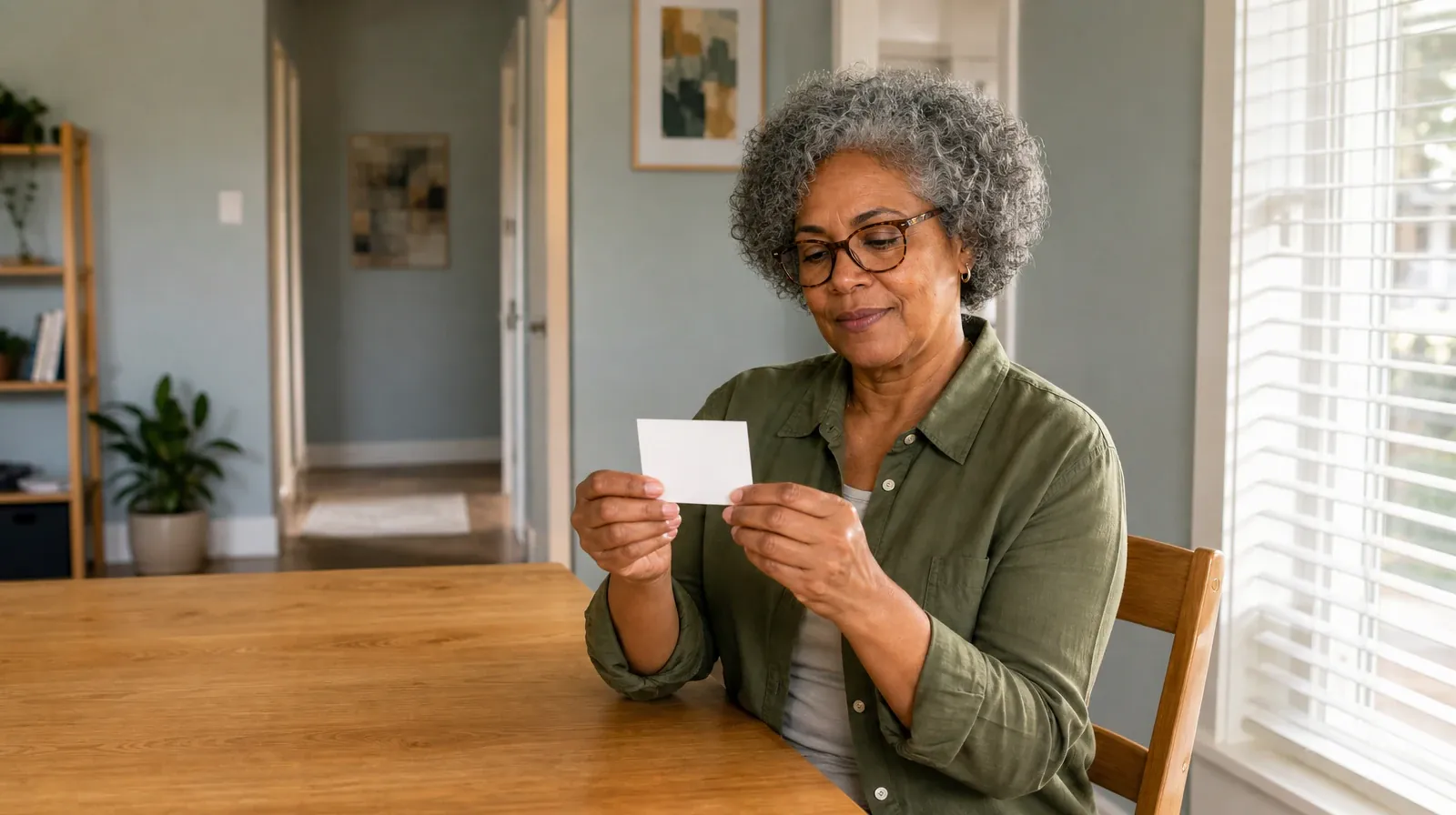 An adult holds a small blank card above a table · Holidays and Boundaries Around Polysubstance Use in South Florida