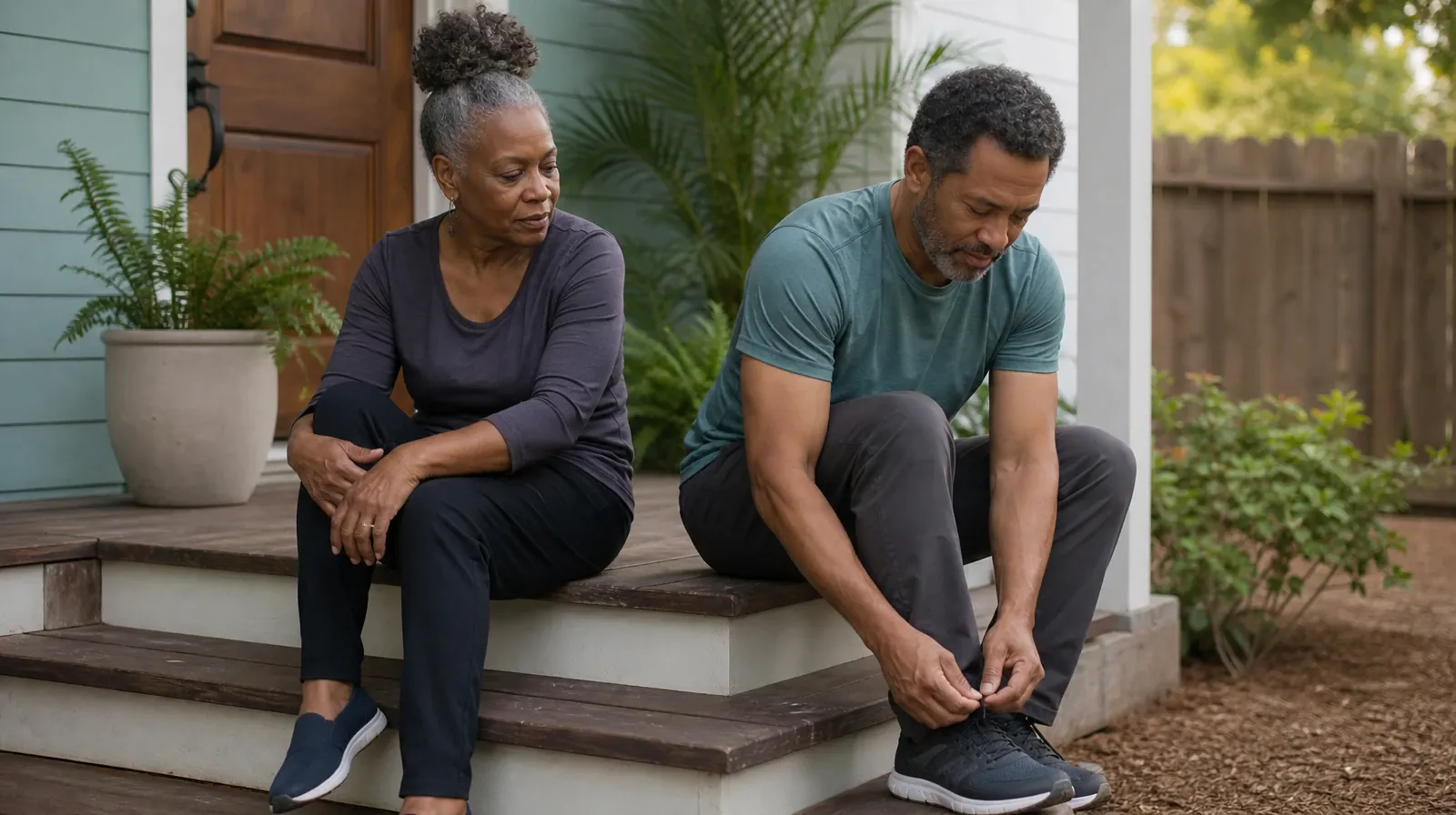 An adult ties a shoe on a low home step · Holidays and Boundaries Around Prescription opioids Use