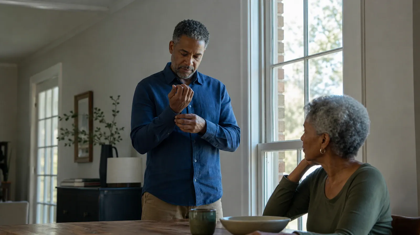 Reconnecting With Support After Prescription sedatives Use | An adult buttons a shirt cuff near a window An adult buttons a shirt cuff near a window · Reconnecting With Support After Prescription sedatives Use
