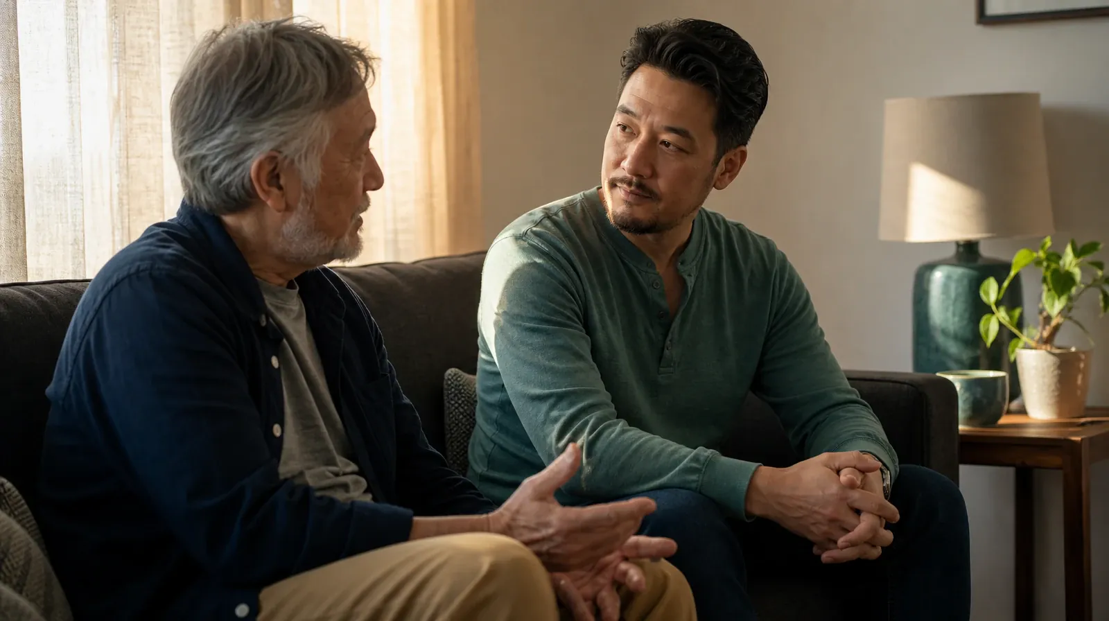 Adults sharing an ordinary supportive moment · Family Conversations After Treatment for Synthetic cathinones Use