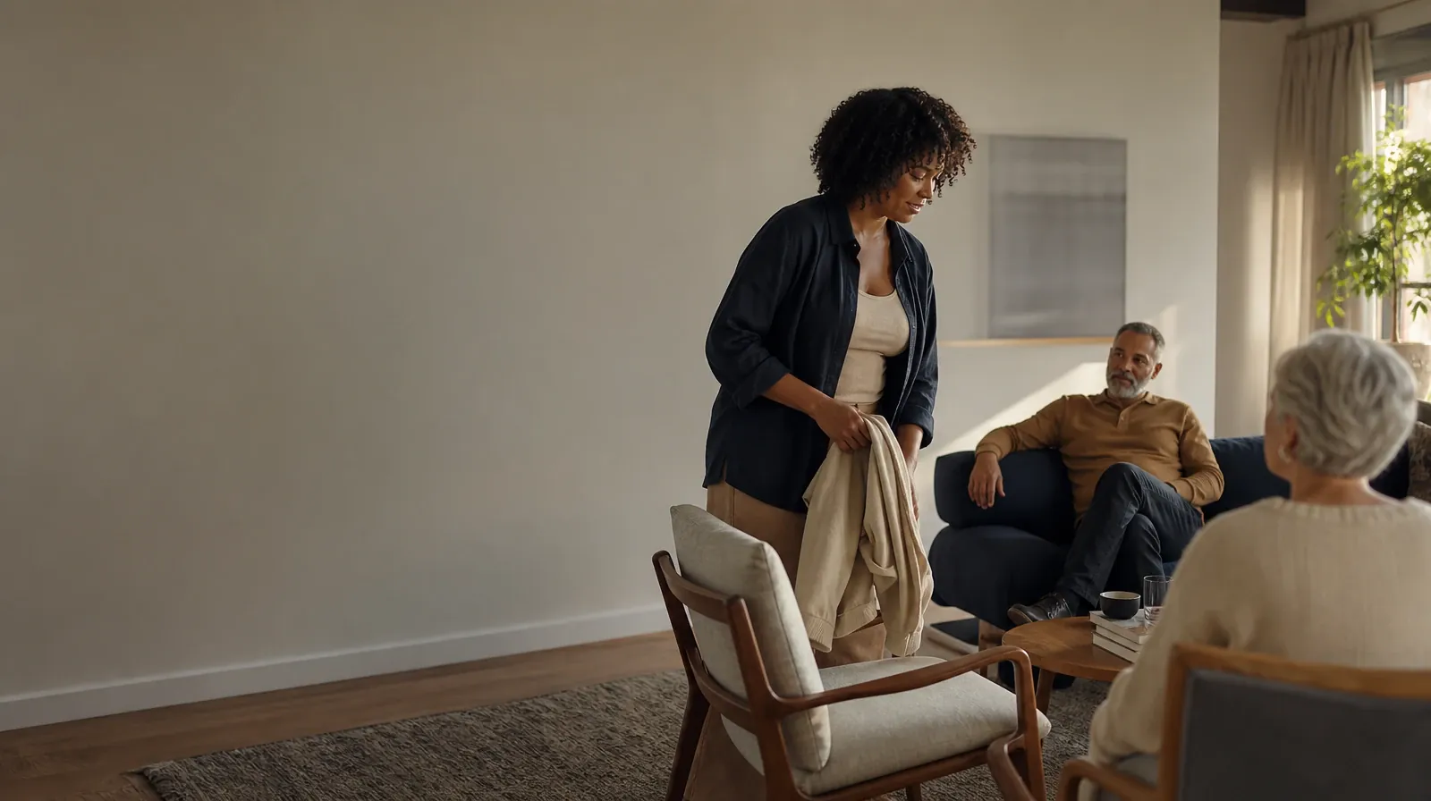 Prescription Dependence Questions About Ambien Use | An adult folds a jacket while talking with someone nearby An adult folds a jacket while talking with someone nearby · Prescription Dependence Questions About Ambien Use