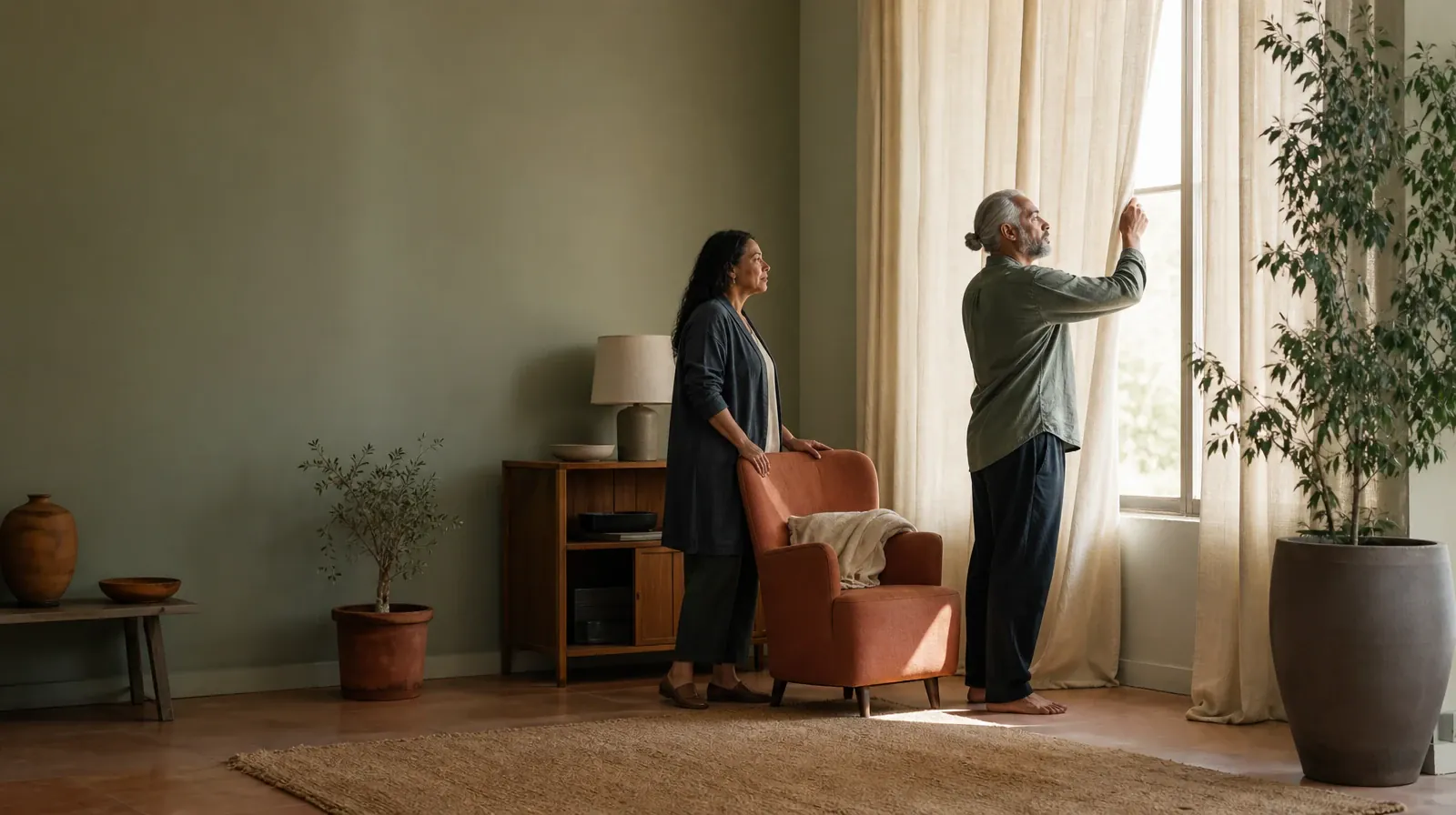 Talking With Your Prescriber About Ambien Use in South Florida | An adult opens curtains while another waits nearby An adult opens curtains while another waits nearby · Talking With Your Prescriber About Ambien Use in South Florida