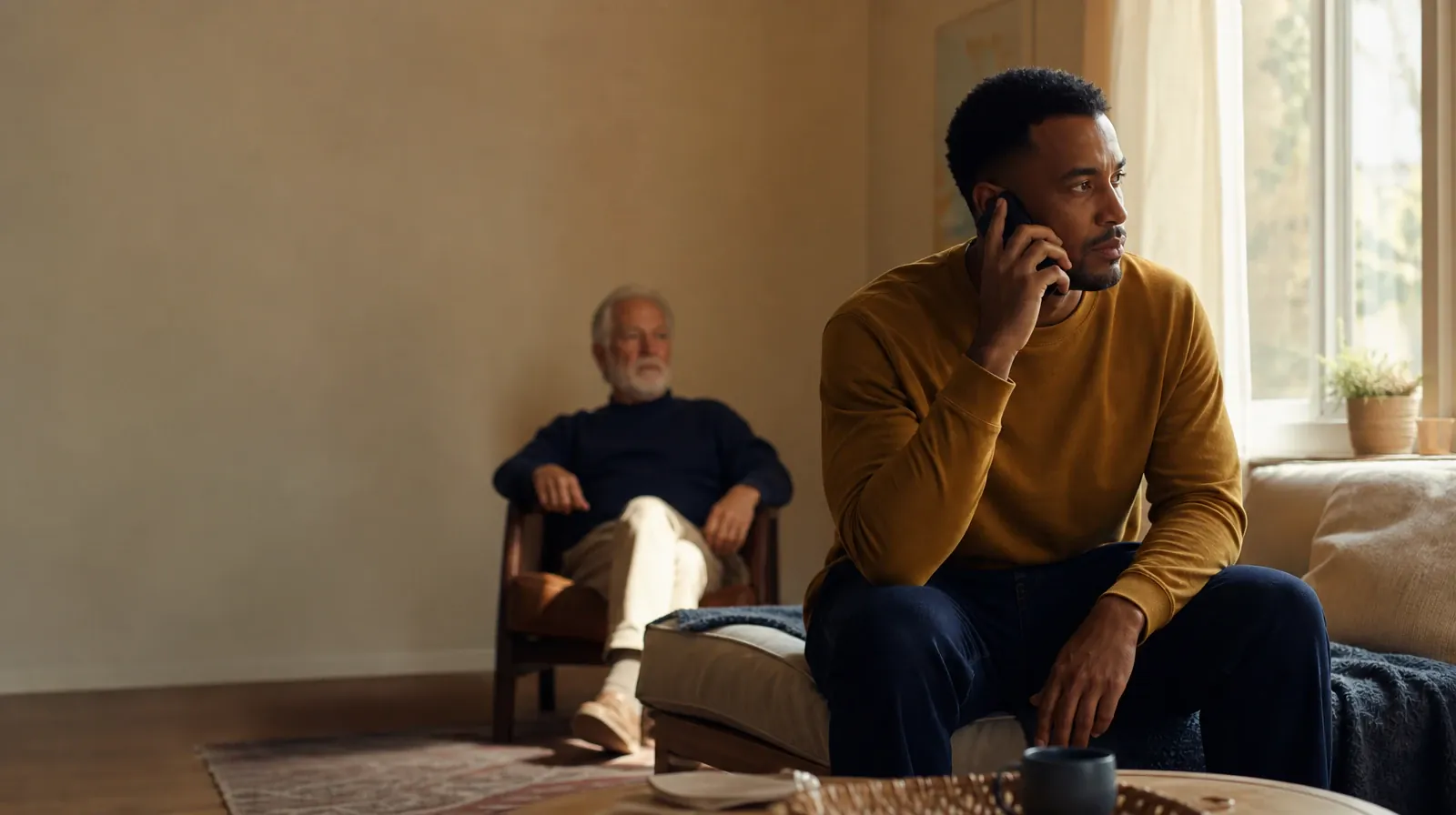An adult makes a private phone call with support nearby · Questions After Returning to Ativan Use in South Florida