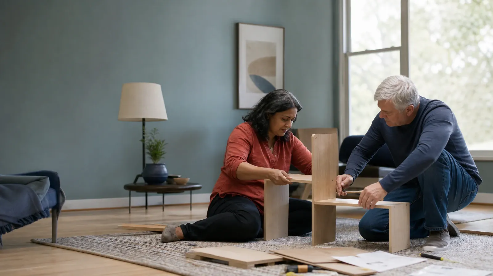Counseling and Coping With Codeine Use in South Florida | Two adults assemble a small shelf together Two adults assemble a small shelf together · Counseling and Coping With Codeine Use in South Florida