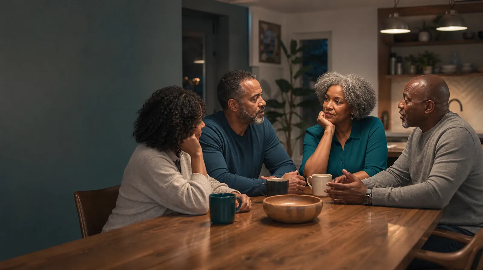 Work and Treatment Planning for Crack cocaine Use | Four adults share an informal conversation at a kitchen table Four adults share an informal conversation at a kitchen table · Work and Treatment Planning for Crack cocaine Use