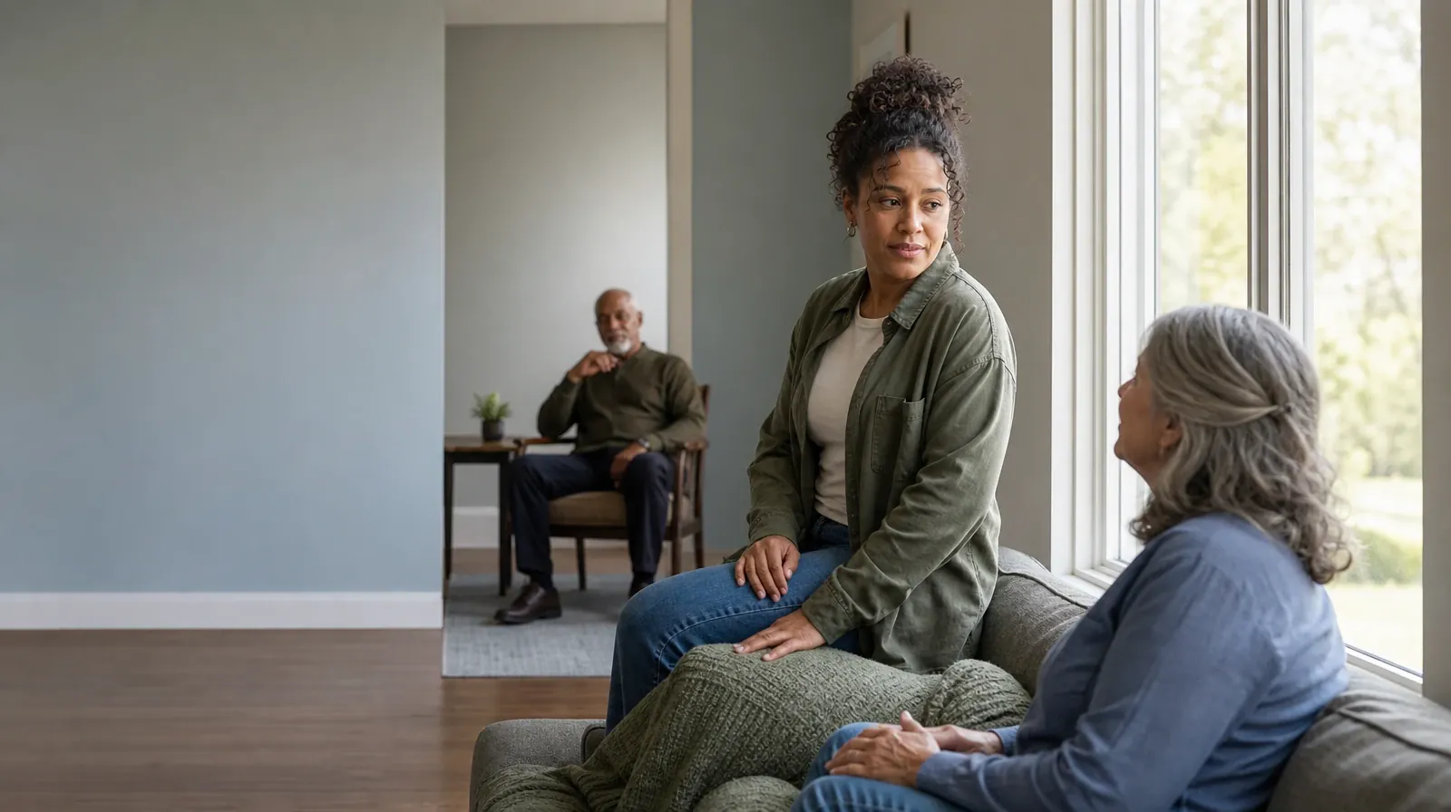 Asking for an Assessment for Fentanyl Use in South Florida | An adult turns from a window toward another adult An adult turns from a window toward another adult · Asking for an Assessment for Fentanyl Use in South Florida