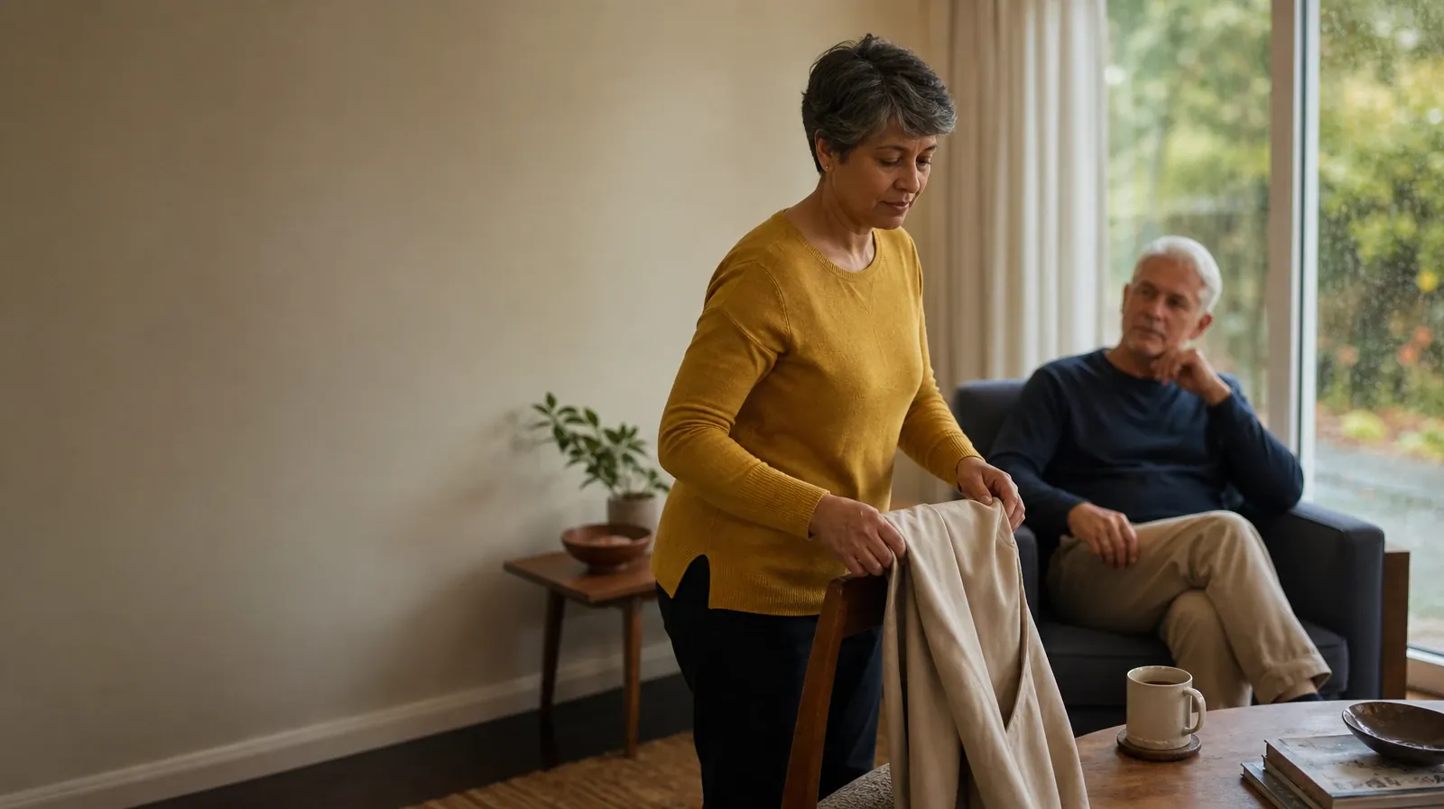 Returning Home After Treatment for Fentanyl Use in South Florida | An adult folds a jacket while talking with someone nearby An adult folds a jacket while talking with someone nearby · Returning Home After Treatment for Fentanyl Use in South Florida