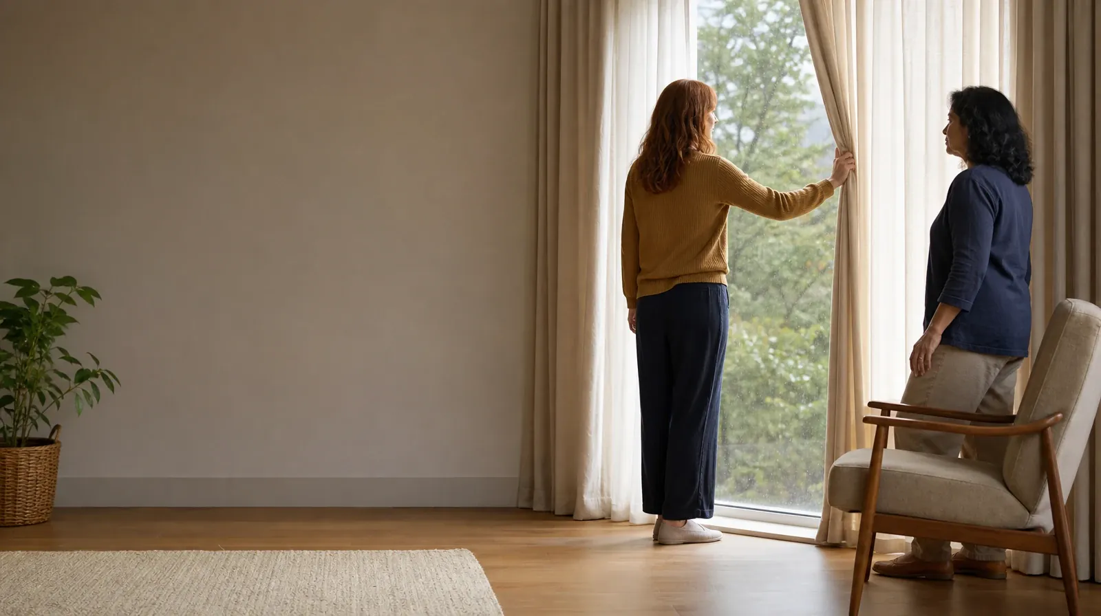 Talking With Your Prescriber About Fentanyl Use in South Florida | An adult opens curtains while another waits nearby An adult opens curtains while another waits nearby · Talking With Your Prescriber About Fentanyl Use in South Florida