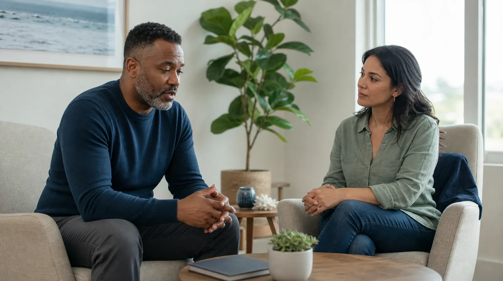 Adults listening to one another in an ordinary setting · Preparing for Appointments About Hallucinogens Use