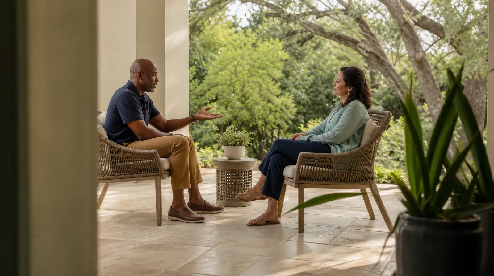 Residential Care Questions About Ketamine Use in South Florida | Adults listening to one another in an ordinary setting Adults listening to one another in an ordinary setting · Residential Care Questions About Ketamine Use in South Florida