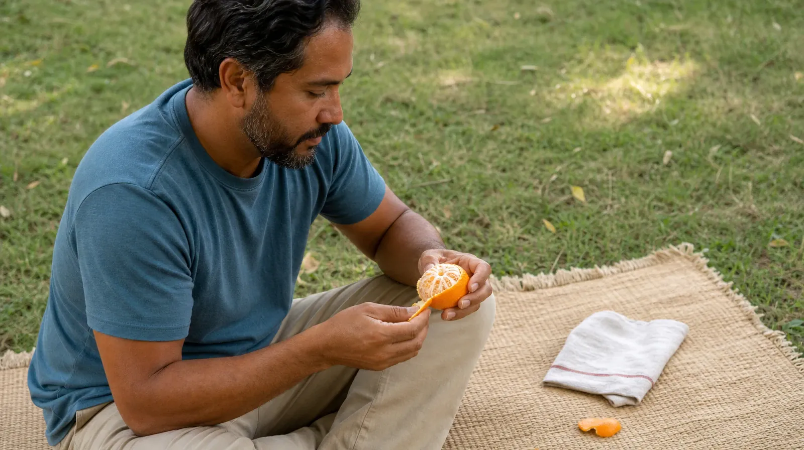 Adult seated on a woven picnic blanket peels an orange by… · Preparing for Appointments About Klonopin Use in South Florida