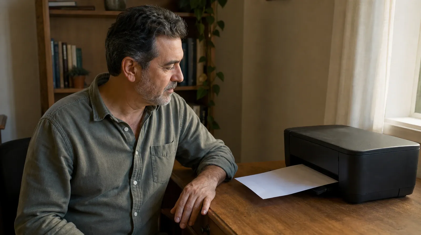 Cravings and Support With Kratom Use in South Florida | Adult pauses beside a home printer with one blank sheet partly… Adult pauses beside a home printer with one blank sheet partly… · Cravings and Support With Kratom Use in South Florida