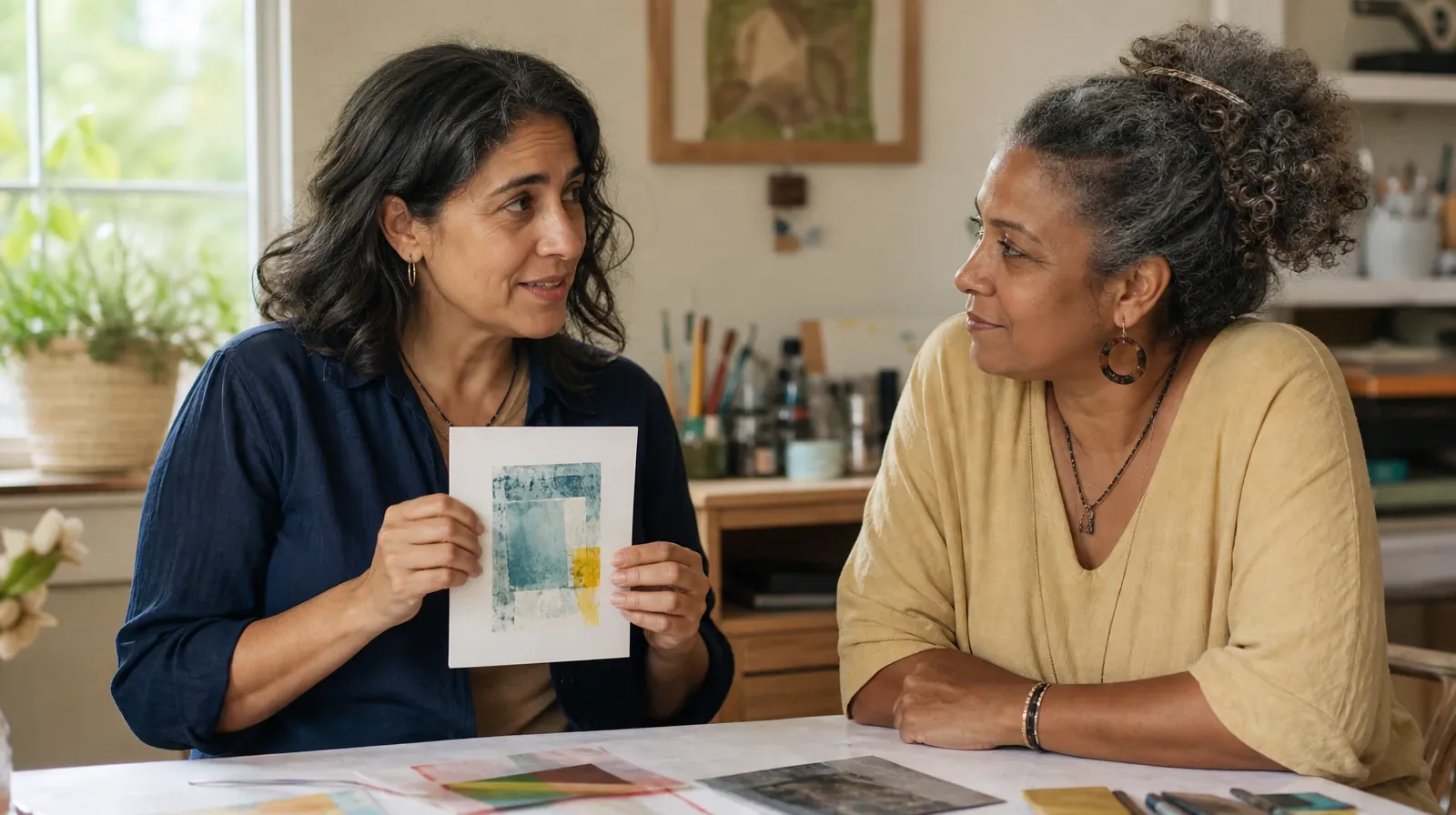 Adult holds a small abstract print while talking with an… · Questions After Returning to Kratom Use in South Florida