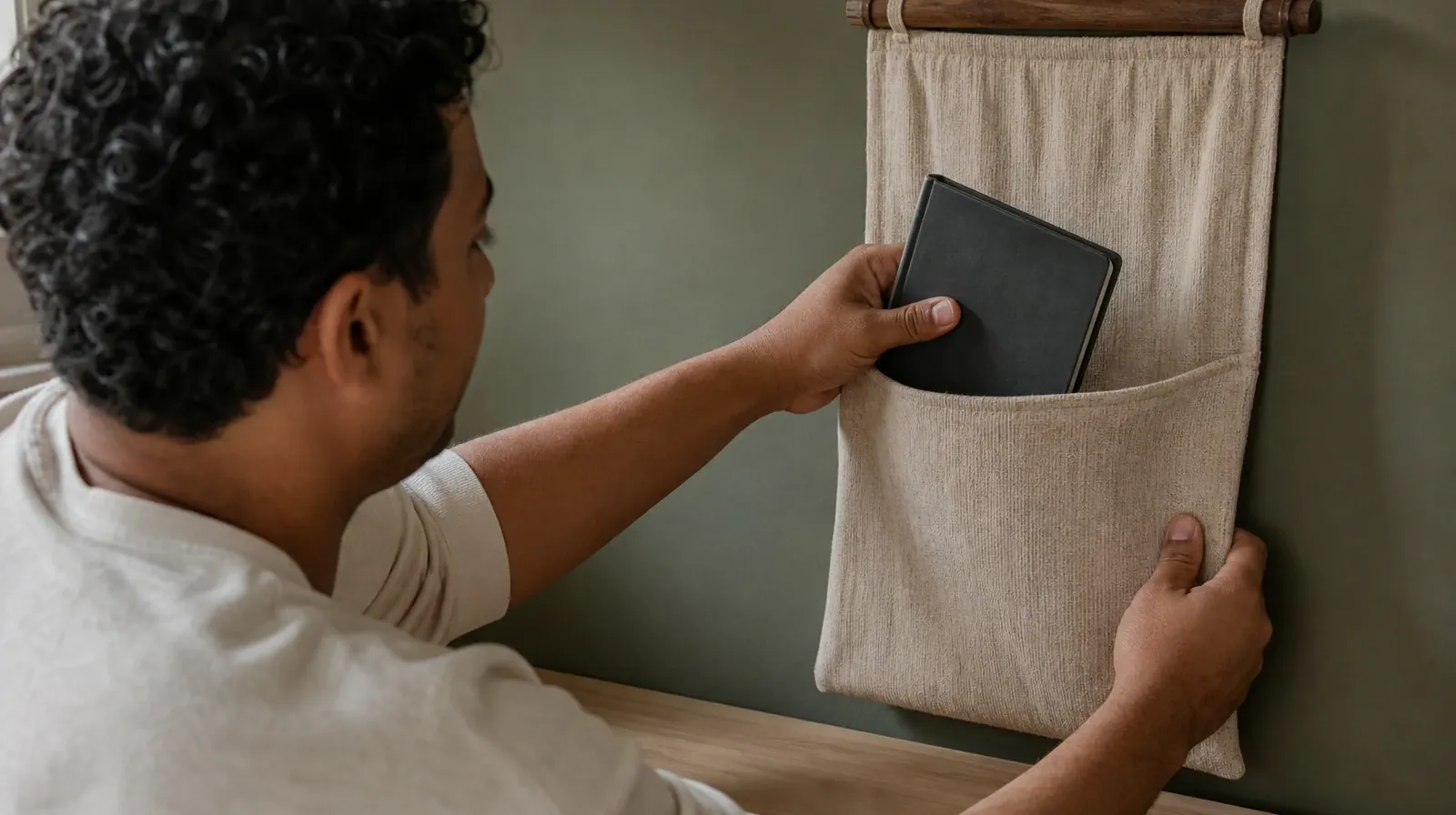 Preparing for Appointments About Lunesta Use in South Florida | An adult slides a closed plain journal into a cloth pocket… An adult slides a closed plain journal into a cloth pocket… · Preparing for Appointments About Lunesta Use in South Florida